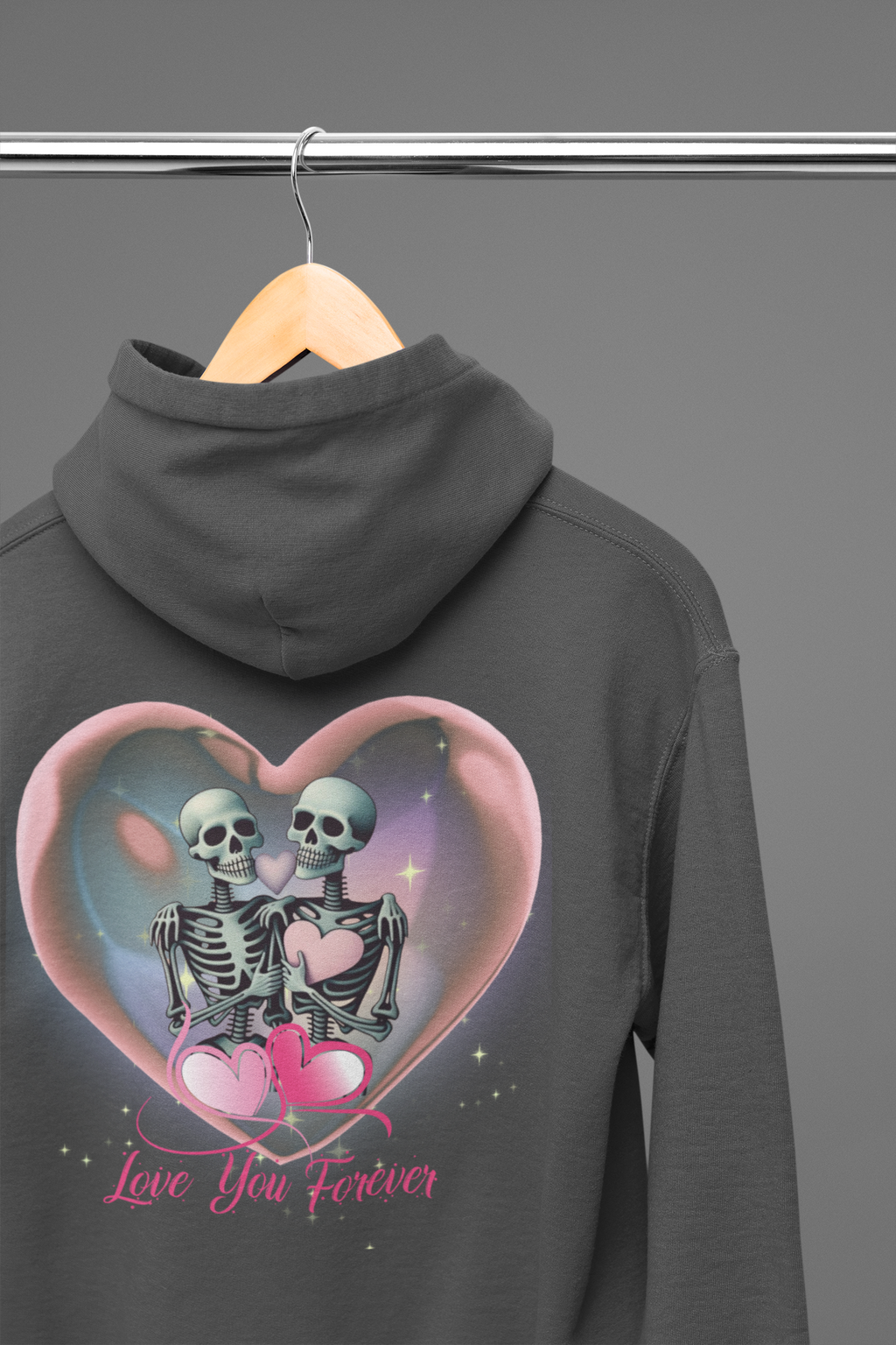 Love You Forever Skeleton Hoodie — Gothic Valentine's Couples Pullover
