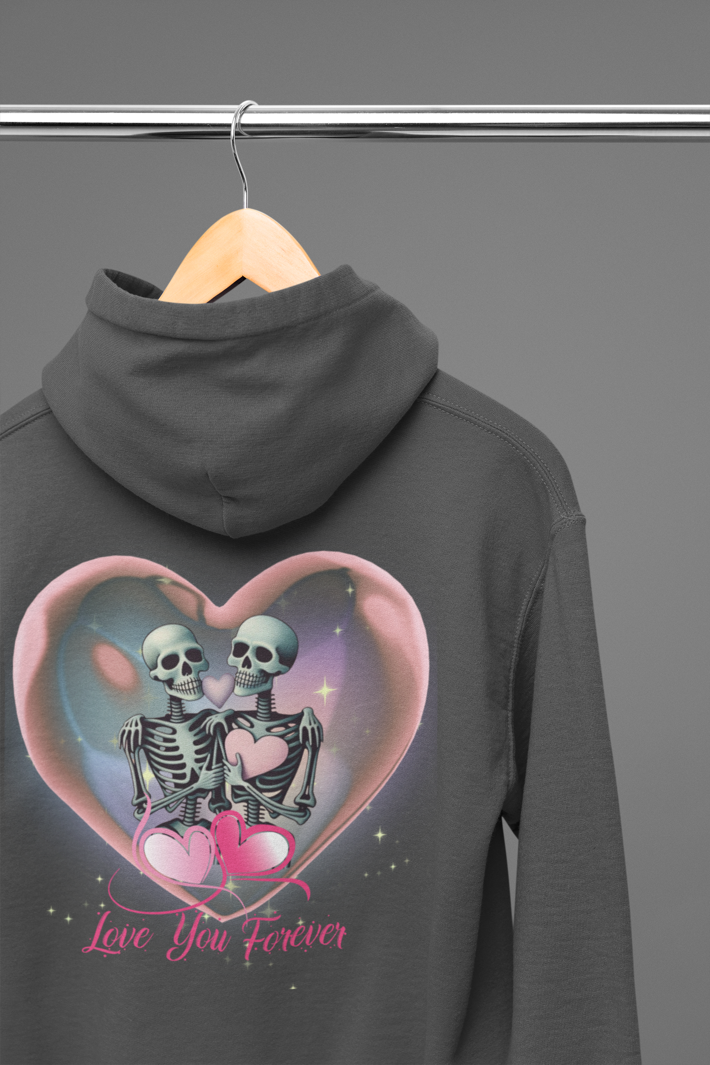 Love You Forever Skeleton Hoodie — Gothic Valentine's Couples Pullover
