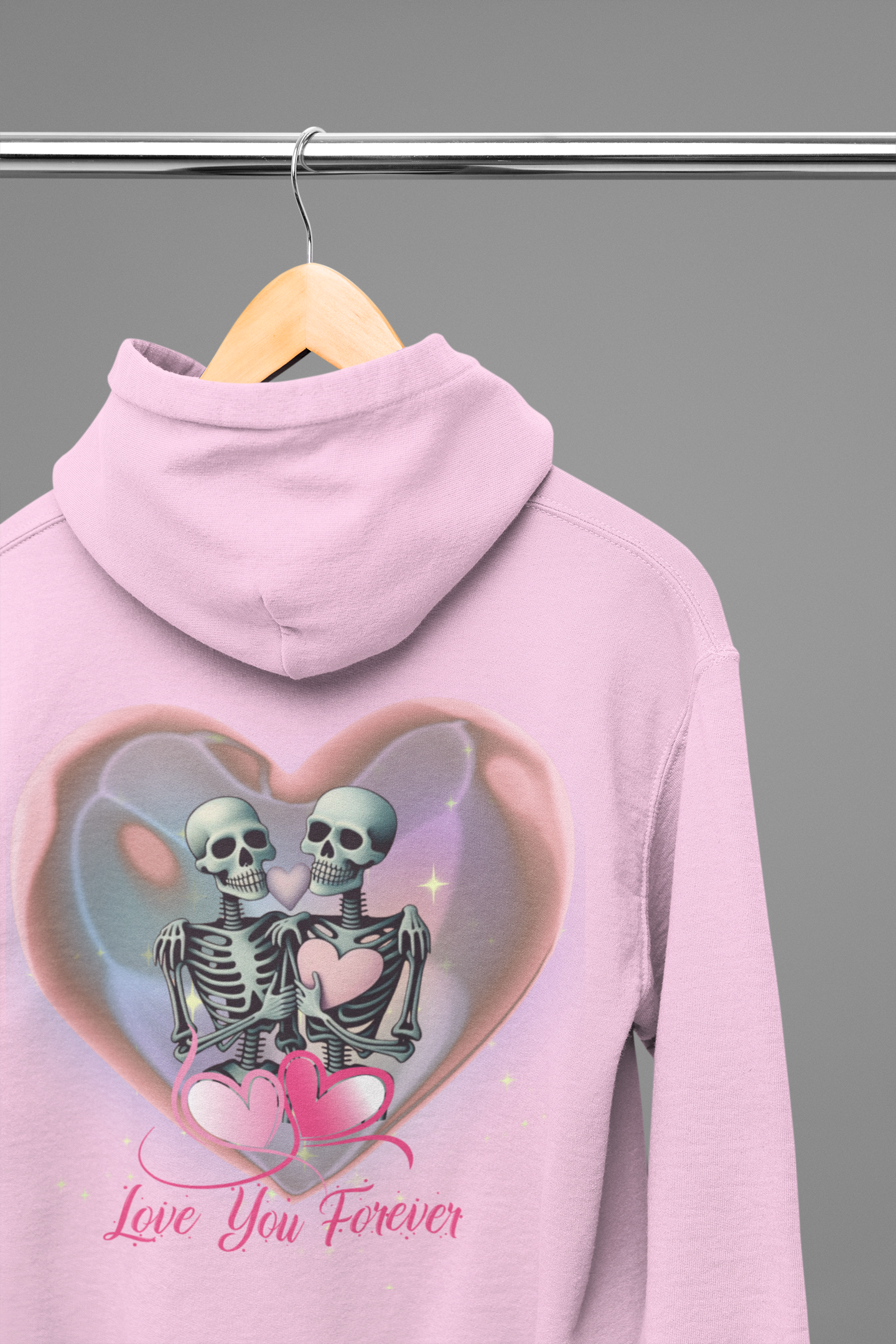 Love You Forever Skeleton Hoodie — Gothic Valentine's Couples Pullover
