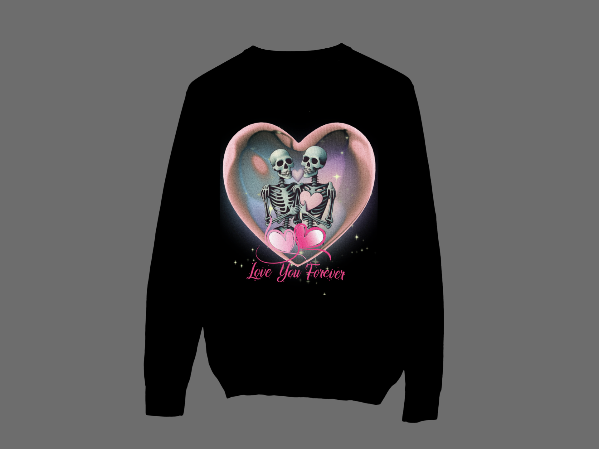Love You Forever Skeleton Crewneck Sweatshirt — Gothic Valentine's Couples