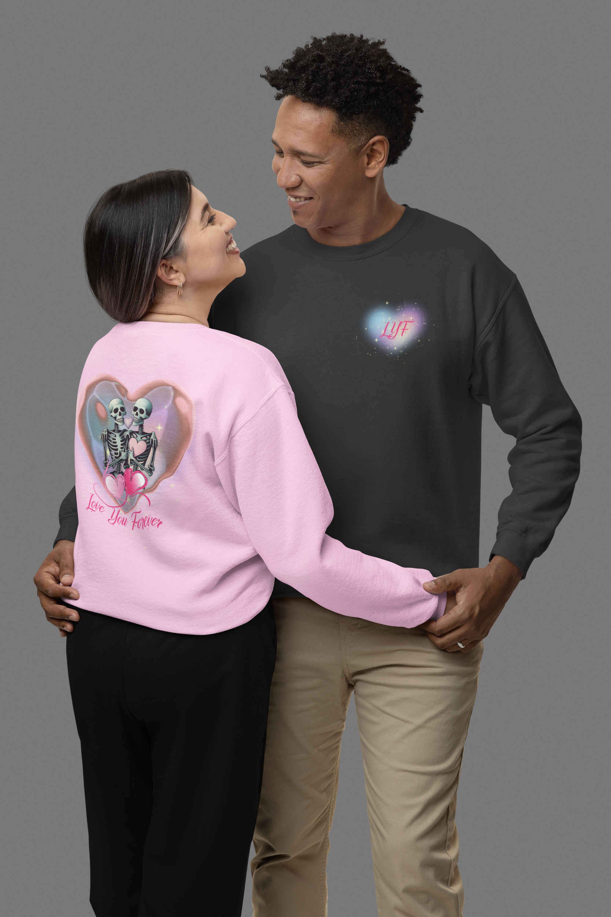 Love You Forever Skeleton Crewneck Sweatshirt — Gothic Valentine's Couples
