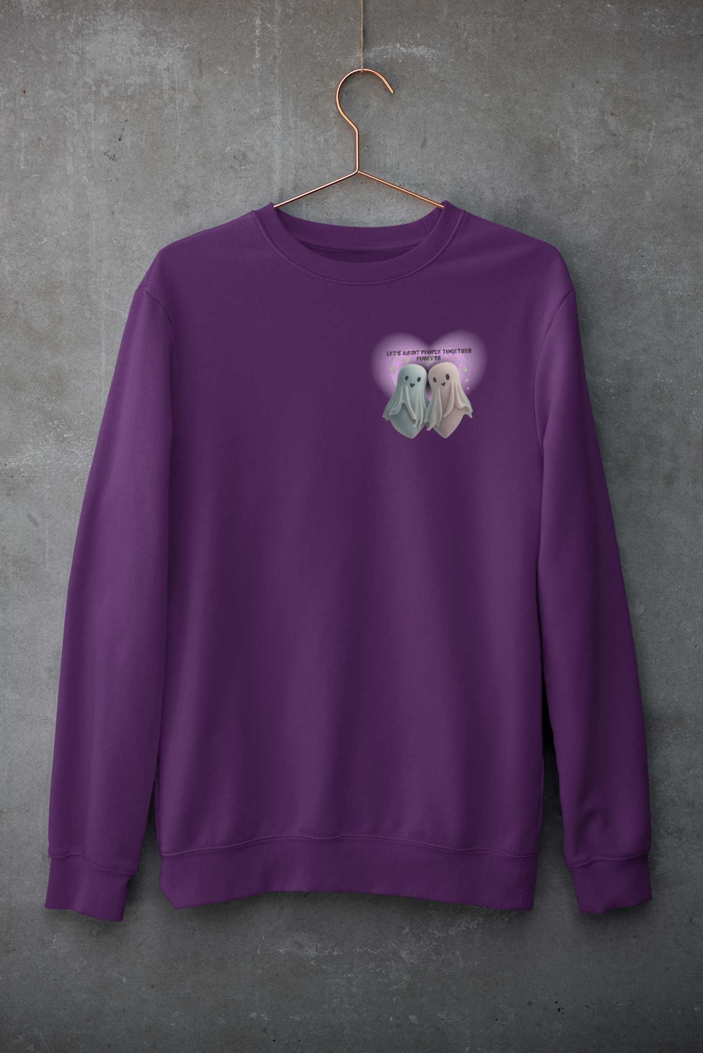 Let's Haunt People Together Forever Crewneck Sweatshirt — Gothic Valentine's Couples Ghost