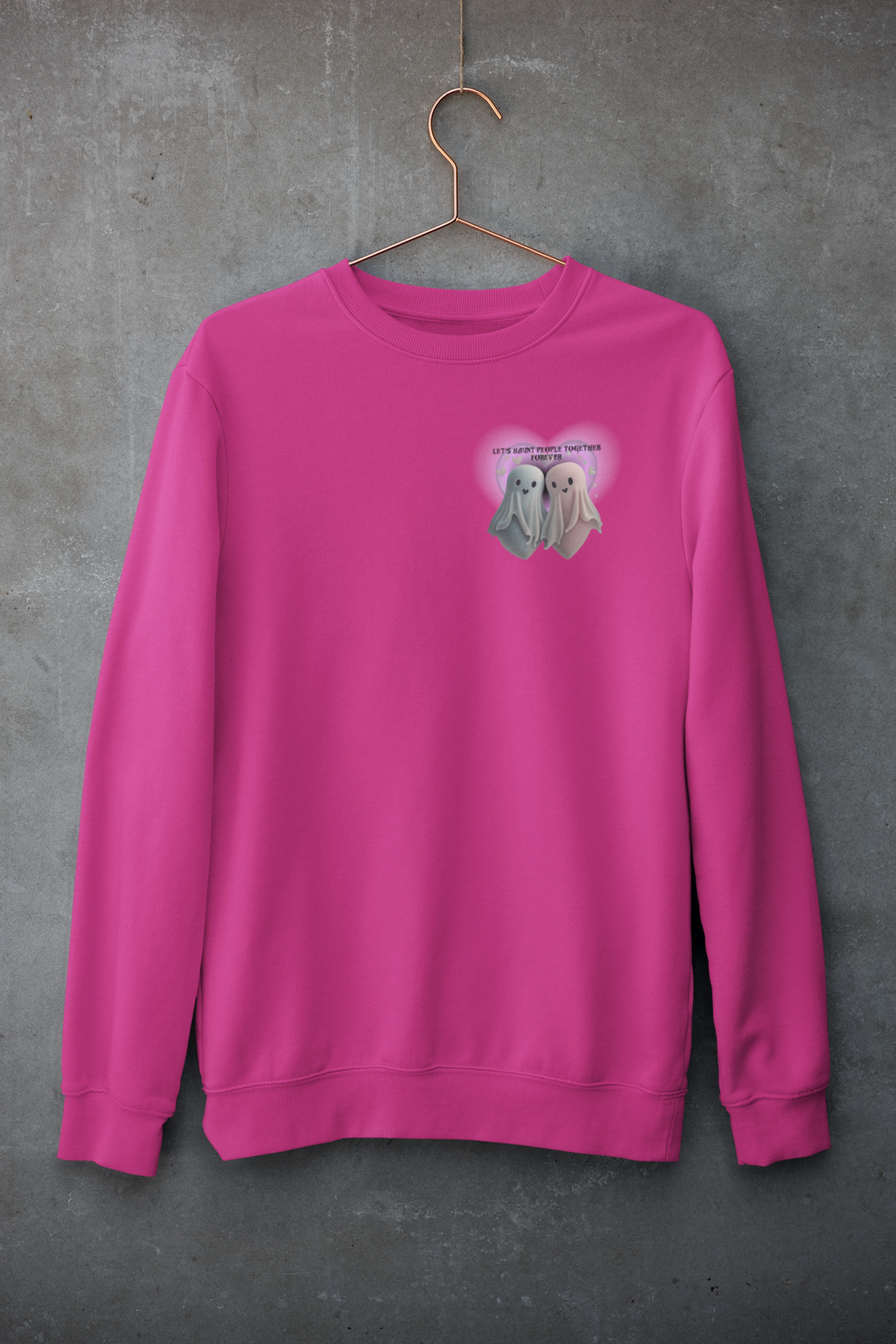 Let's Haunt People Together Forever Crewneck Sweatshirt — Gothic Valentine's Couples Ghost