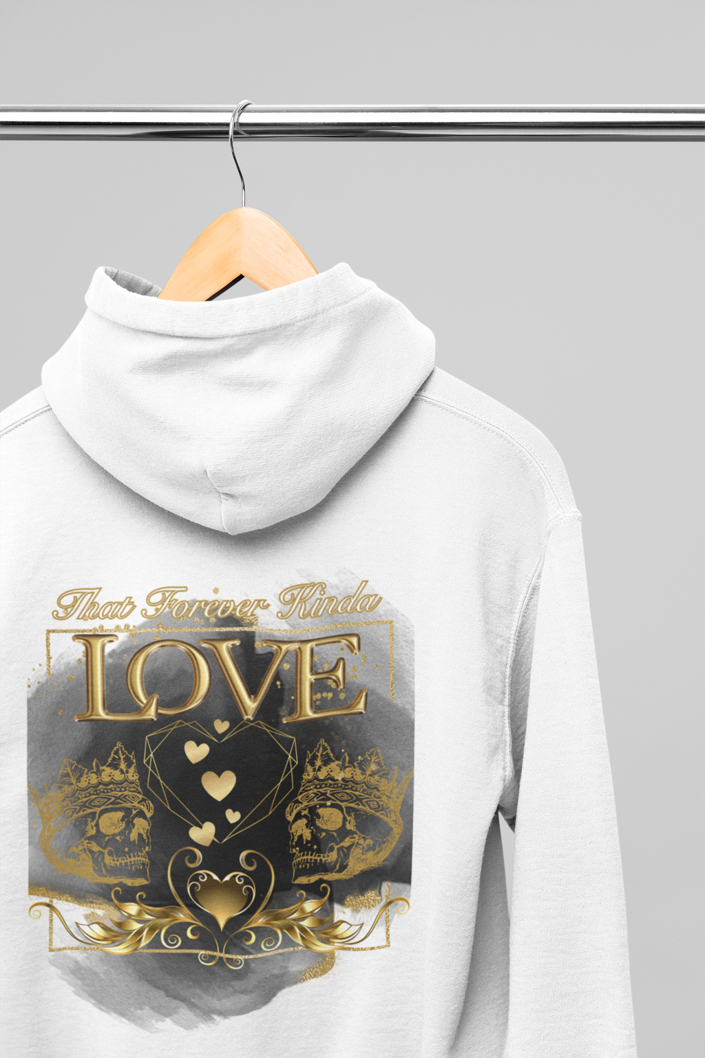 That Forever Kinda Love Hoodie — Gothic Gold Skull Couples Pullover