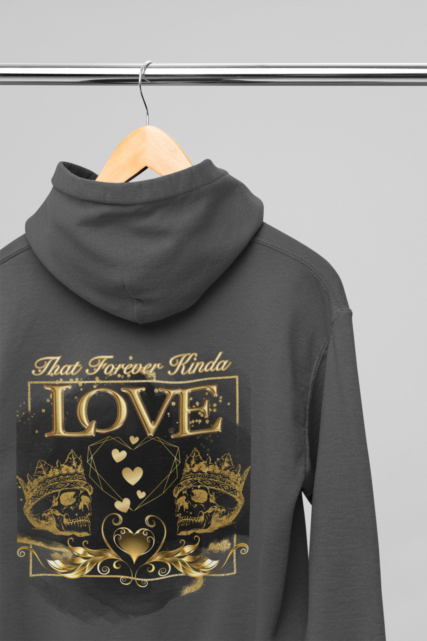 That Forever Kinda Love Hoodie — Gothic Gold Skull Couples Pullover