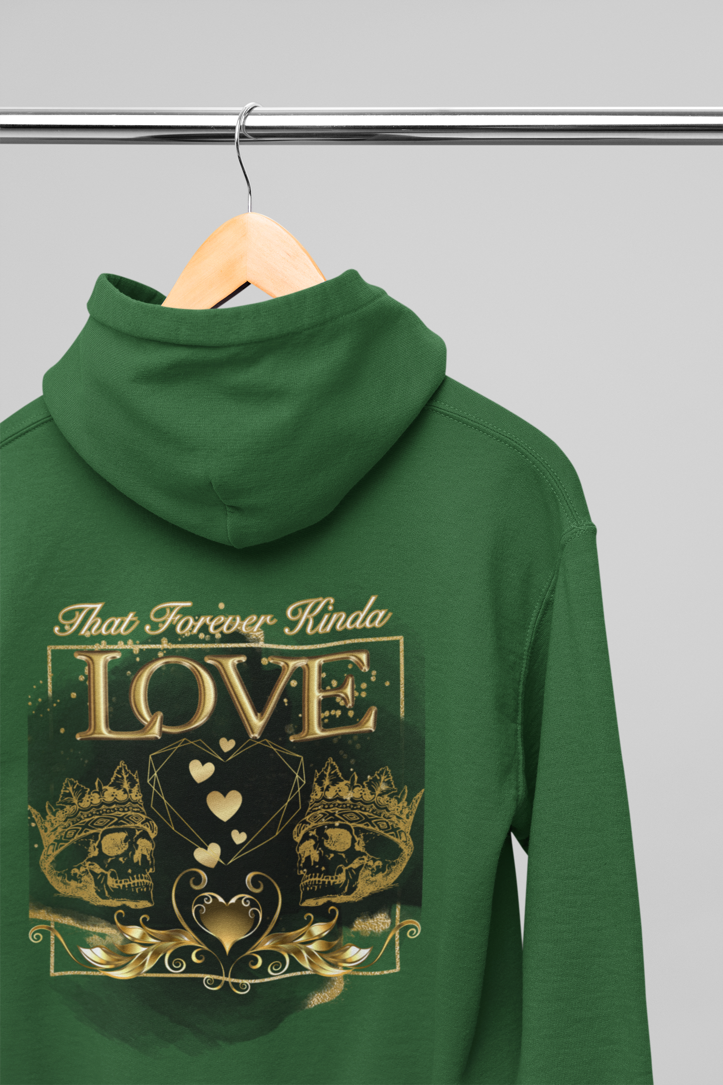 That Forever Kinda Love Hoodie — Gothic Gold Skull Couples Pullover