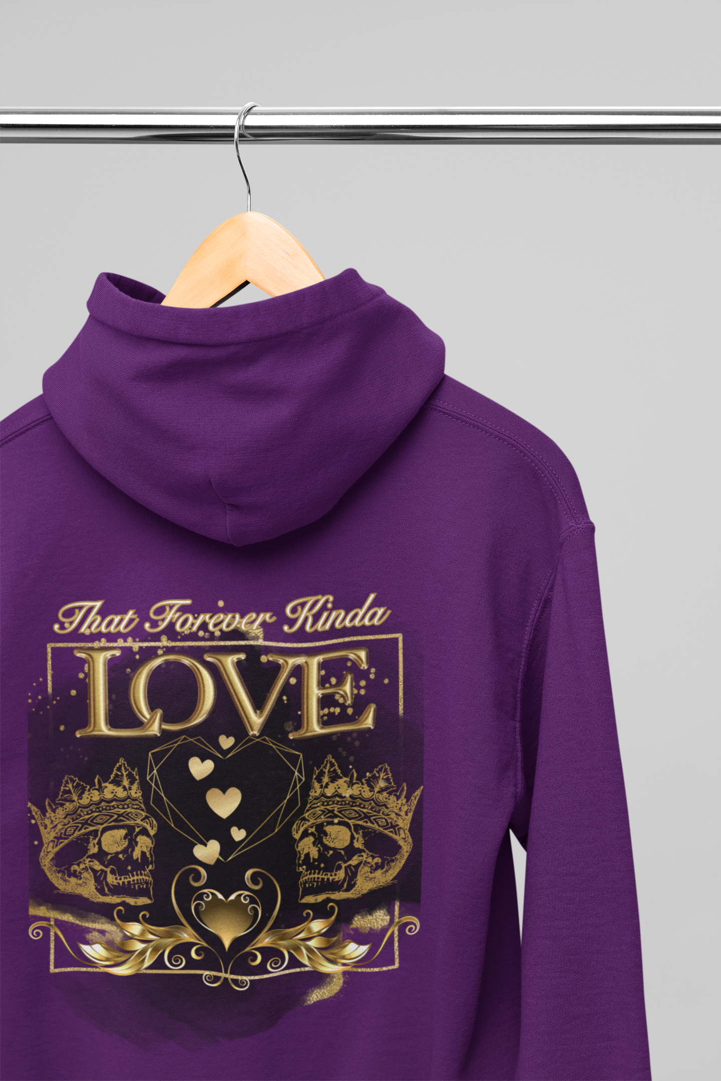That Forever Kinda Love Hoodie — Gothic Gold Skull Couples Pullover