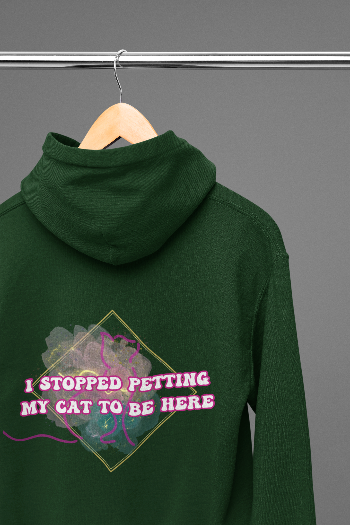 I Stopped Petting My Cat To Be Here Hoodie — Funny Cat Lover Back Print