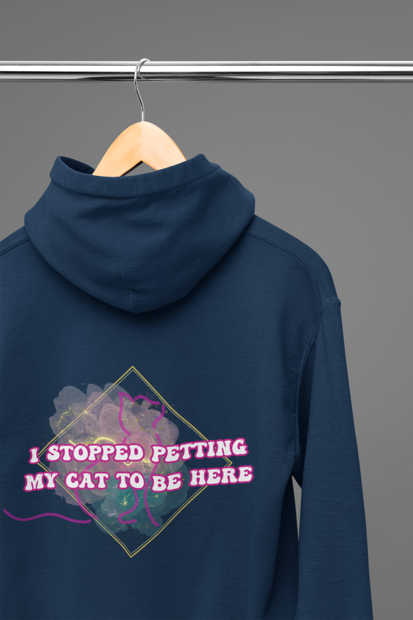 I Stopped Petting My Cat To Be Here Hoodie — Funny Cat Lover Back Print