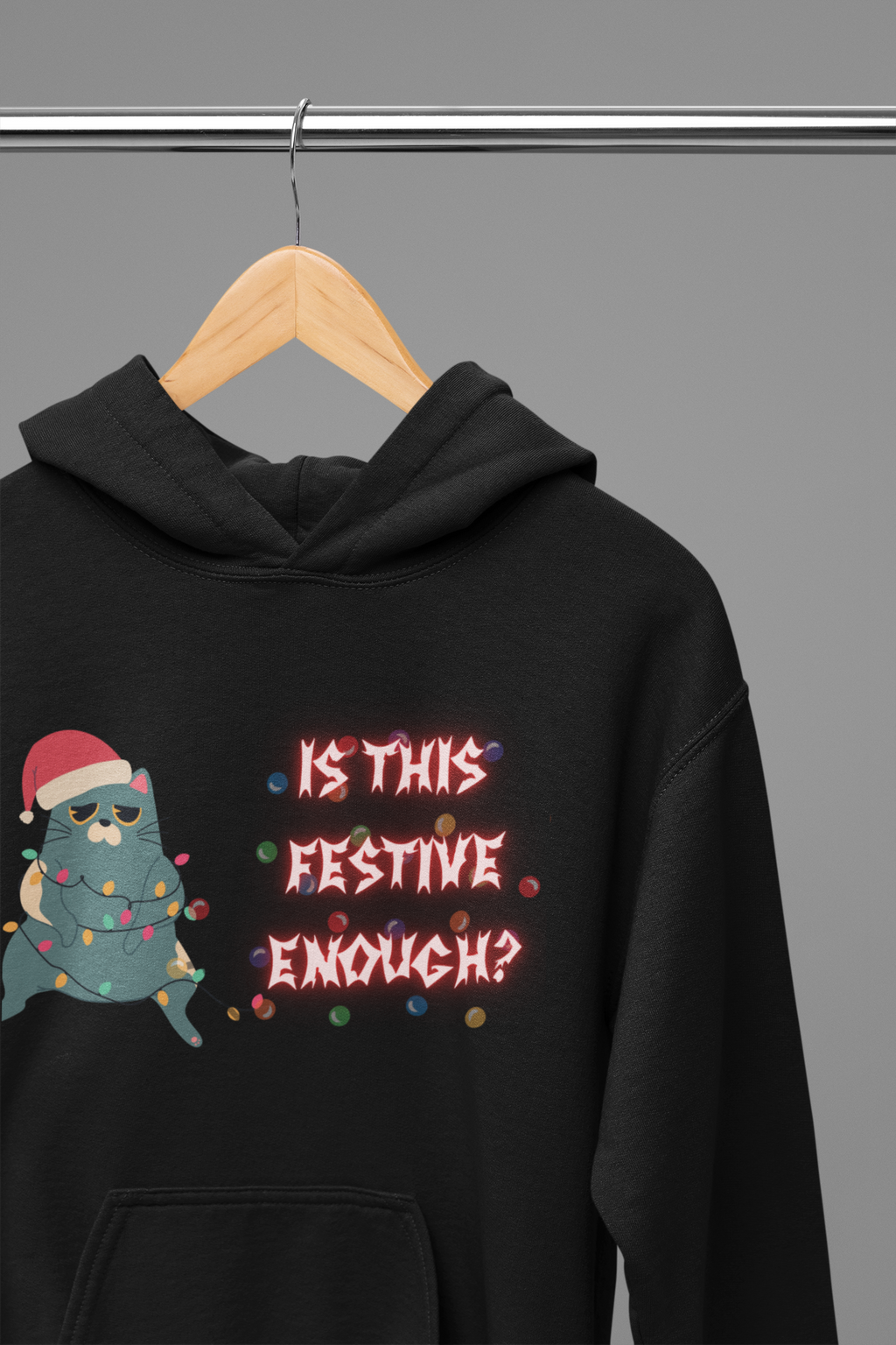 Is This Festive Enough Cat Hoodie — Grumpy Christmas Cat Pullover