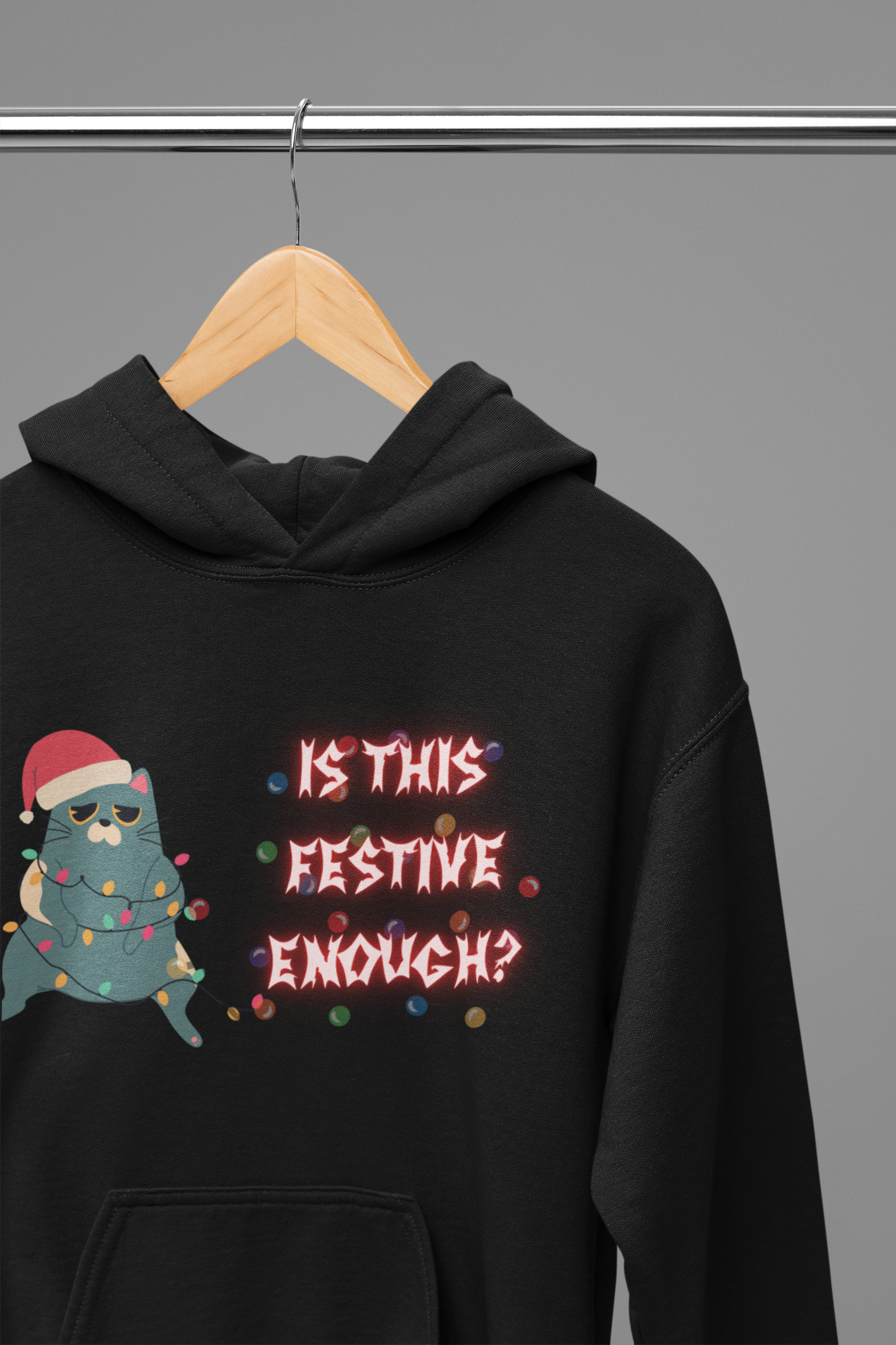 Is This Festive Enough Cat Hoodie — Grumpy Christmas Cat Pullover