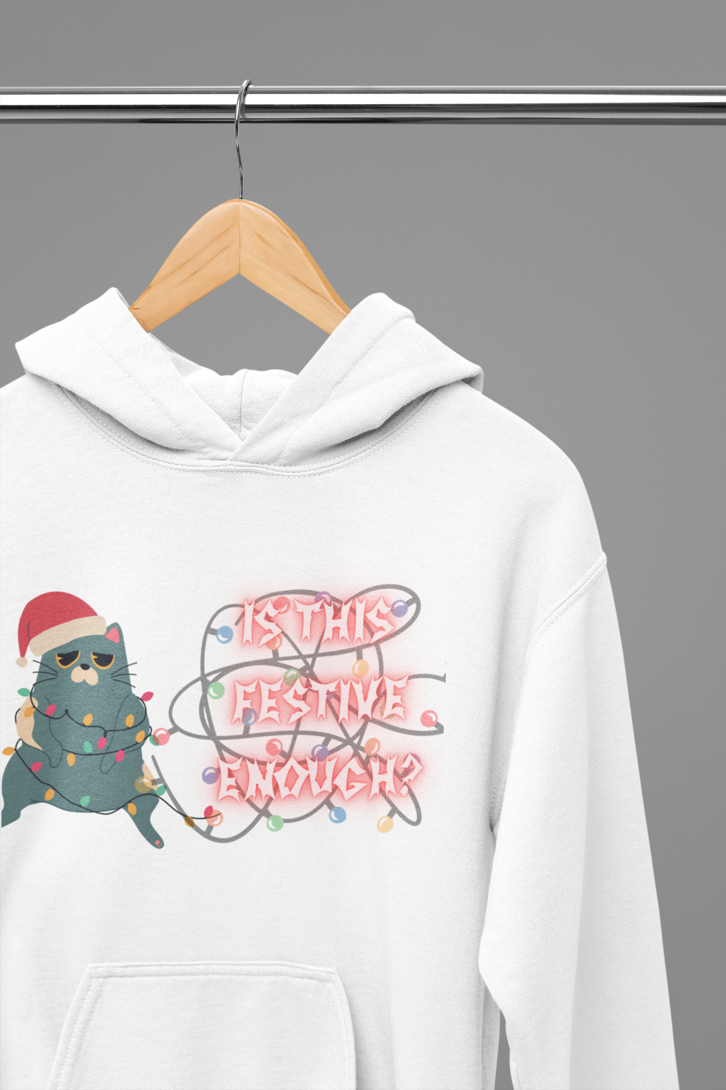 Is This Festive Enough Cat Hoodie — Grumpy Christmas Cat Pullover