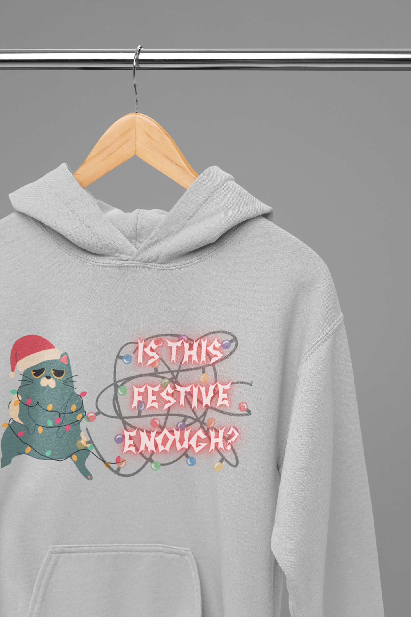 Is This Festive Enough Cat Hoodie — Grumpy Christmas Cat Pullover
