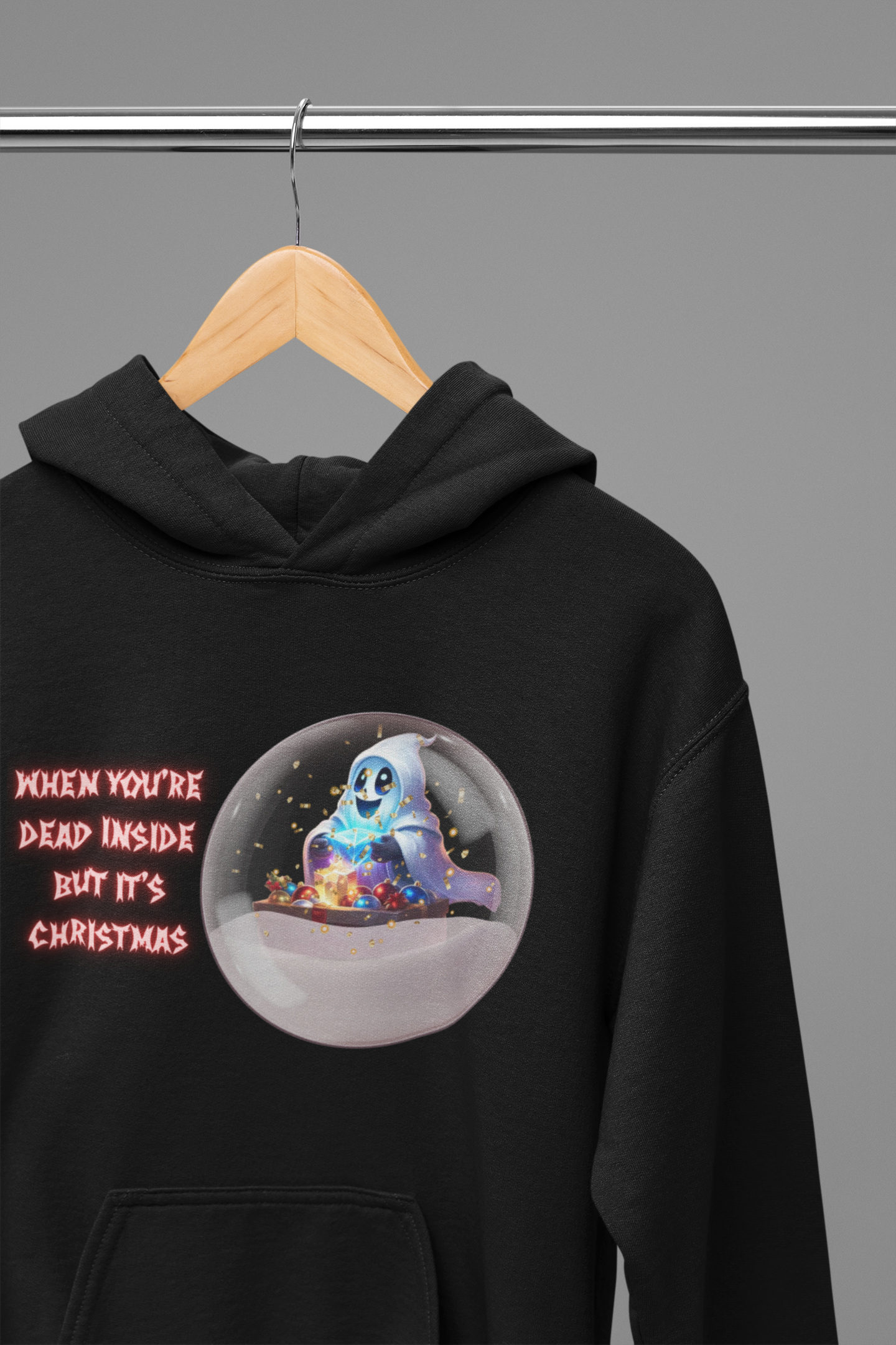 When You're Dead Inside But It's Christmas Hoodie — Ghost Snow Globe Pullover