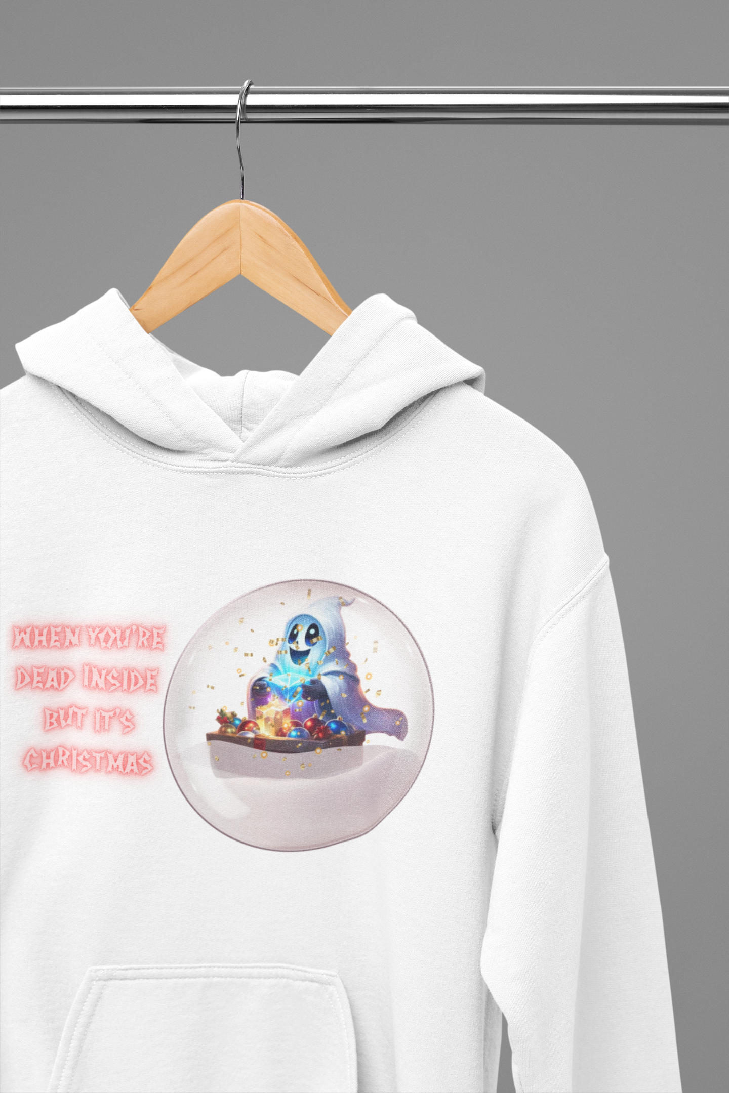 When You're Dead Inside But It's Christmas Hoodie — Ghost Snow Globe Pullover