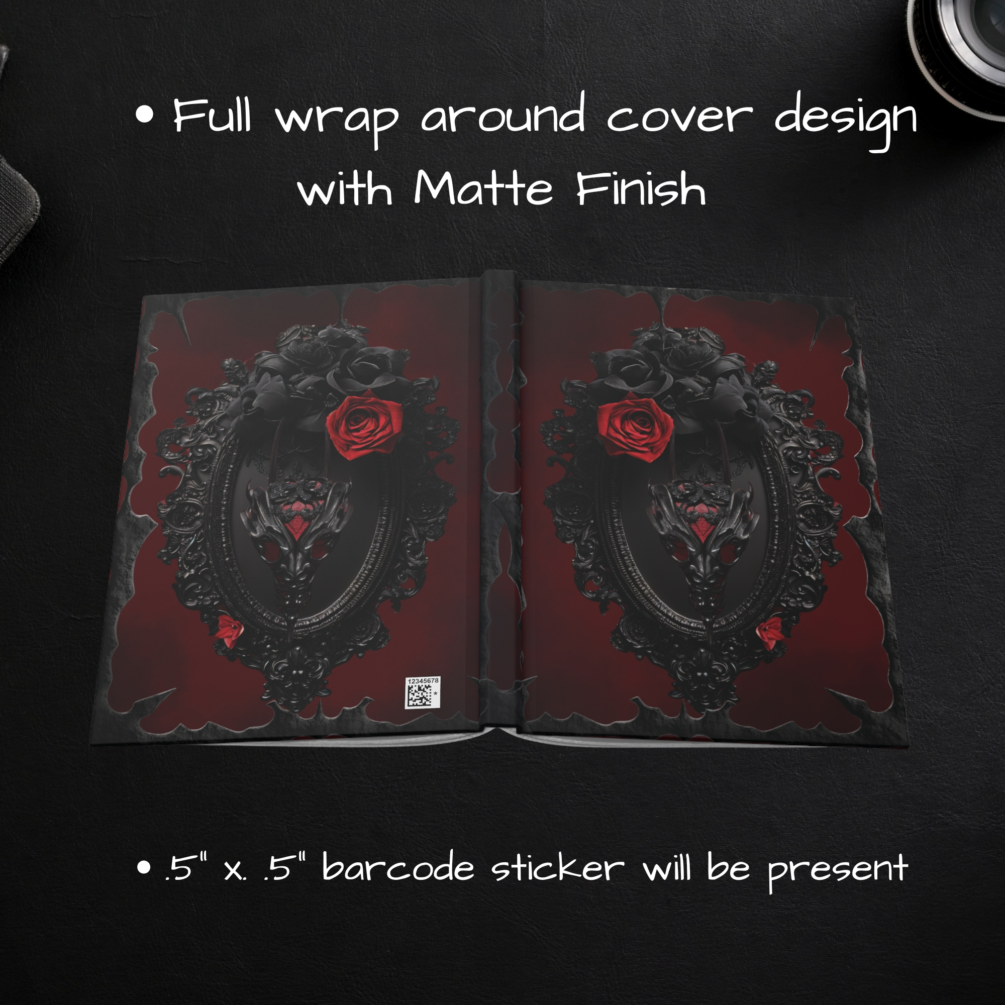 Gothic Mirror Journal – Red & Black Hardcover Matte Lined Notebook