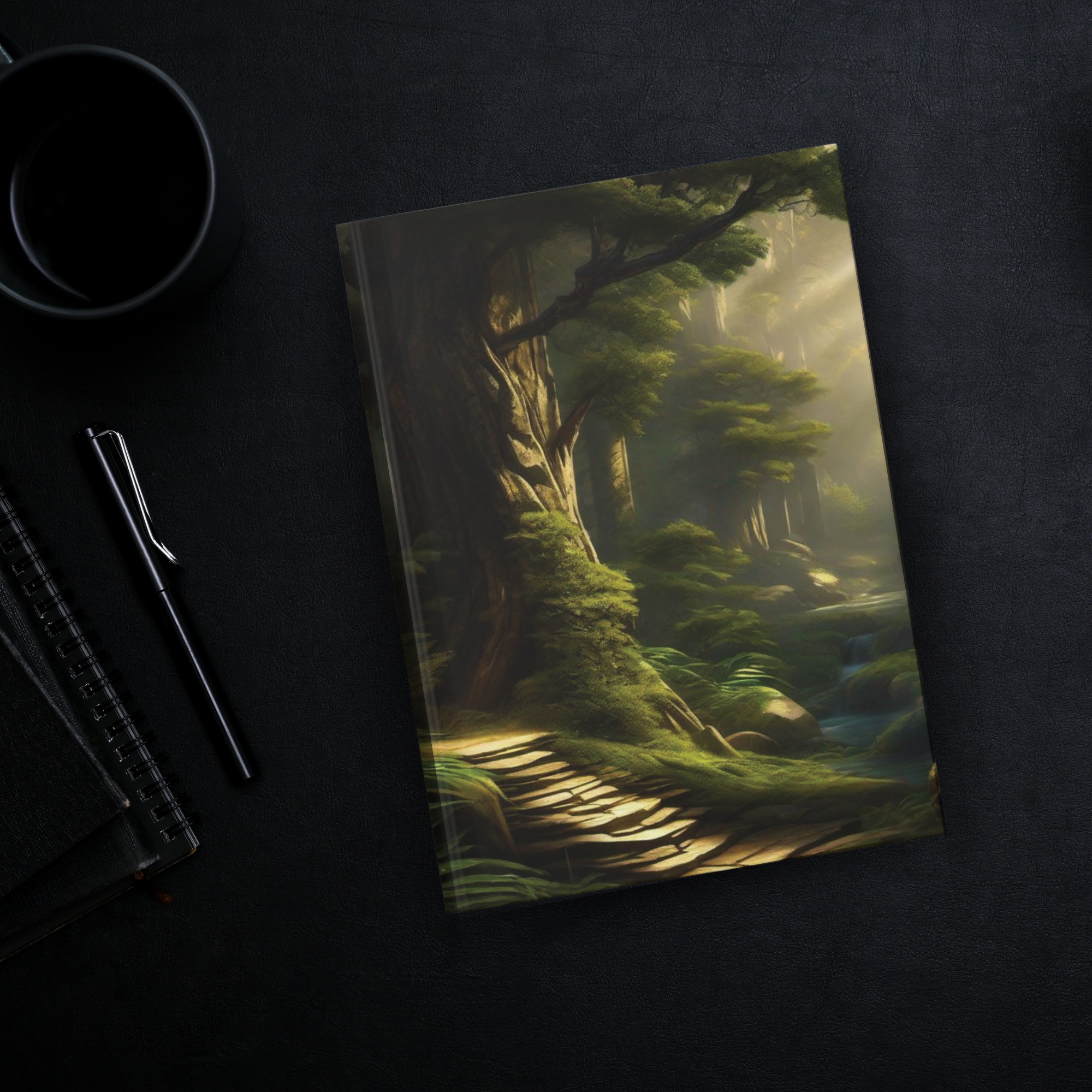 Dark academia journal – hardcover magical forest witch cover art with matte finish