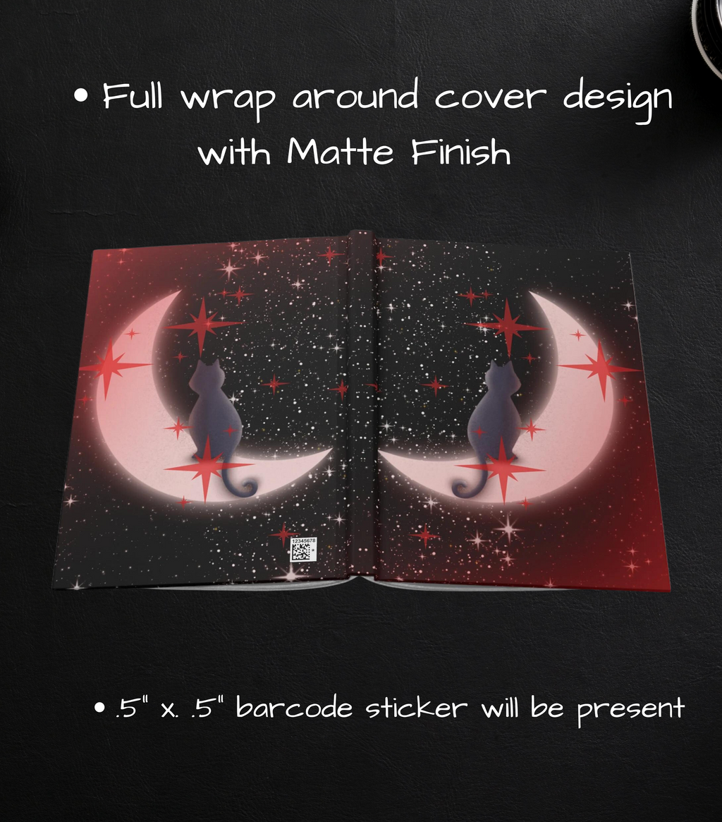 Gothic Black Cat Crescent Moon Journal — Dark Celestial Hardcover