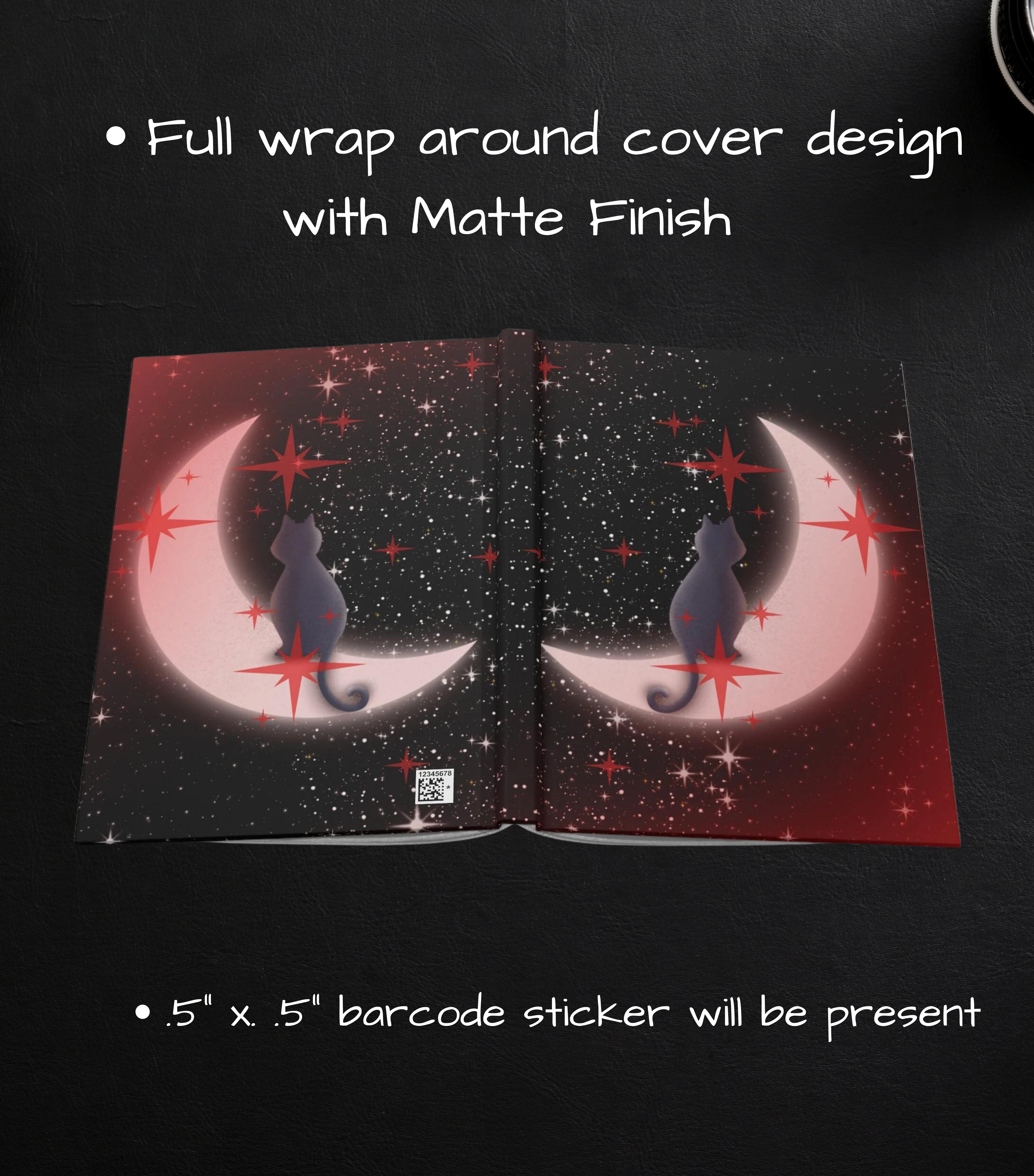 Gothic Black Cat Crescent Moon Journal — Dark Celestial Hardcover