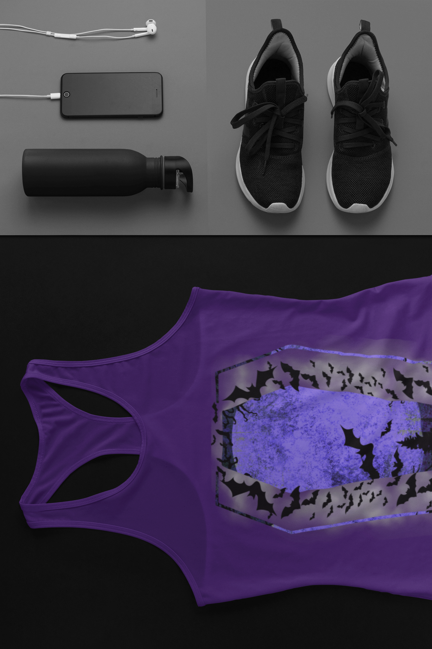 Gothic Coffin Bats Lunar Witch Tank Top — Racerback Sleeveless Top