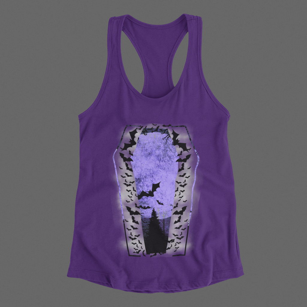 Gothic Coffin Bats Lunar Witch Tank Top — Racerback Sleeveless Top