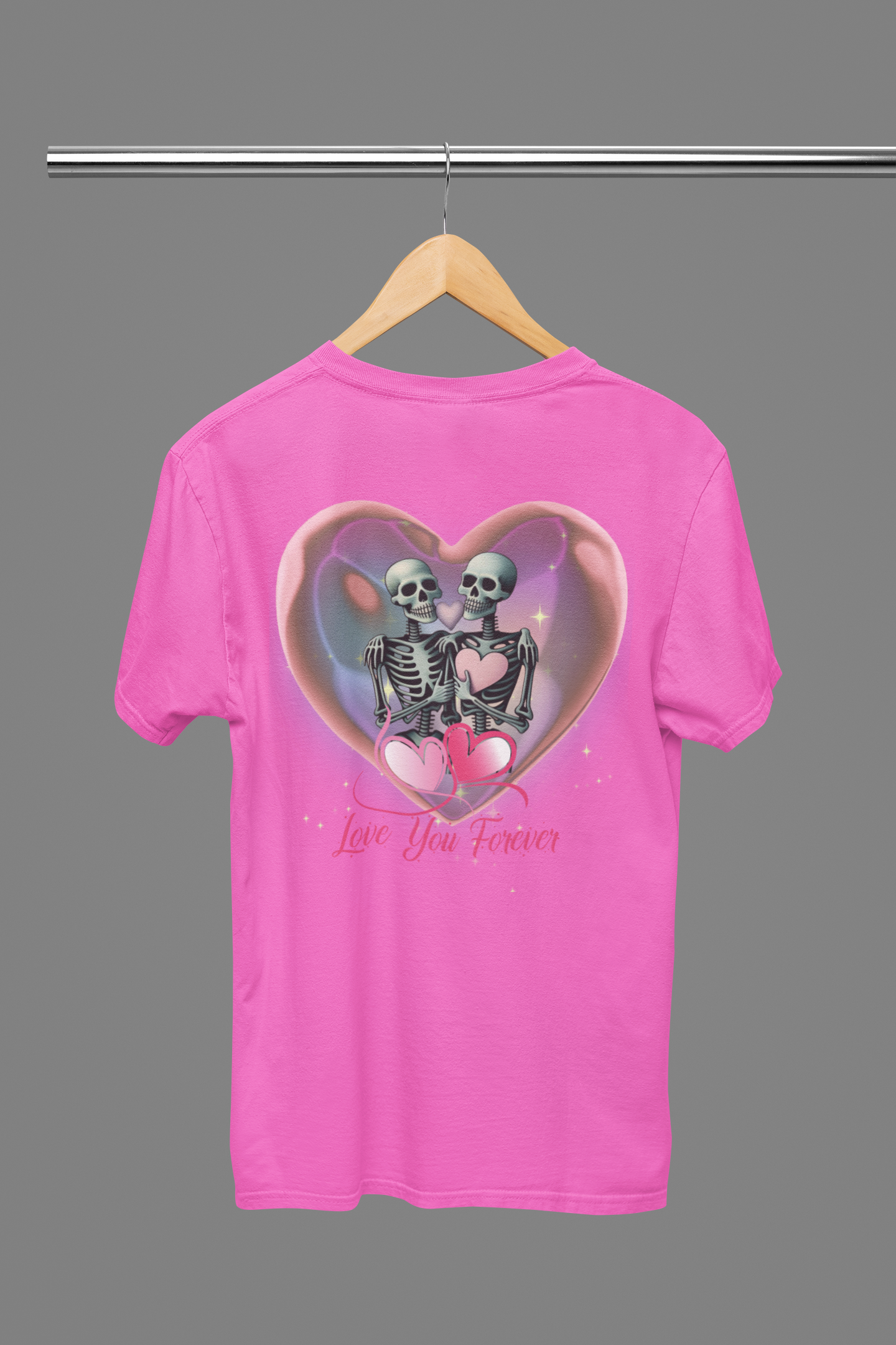 "Love You Forever" Gothic Skeleton Couples T-Shirt — Goth Valentine's Day Matching Tee