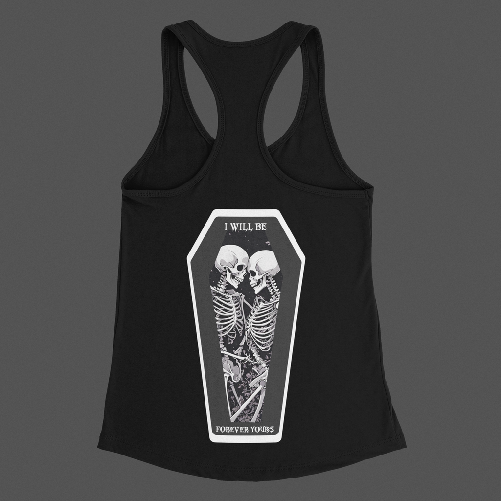 Gothic Skeleton Heart "Forever Yours" Racerback Tank Top — Dark Romance Front & Back