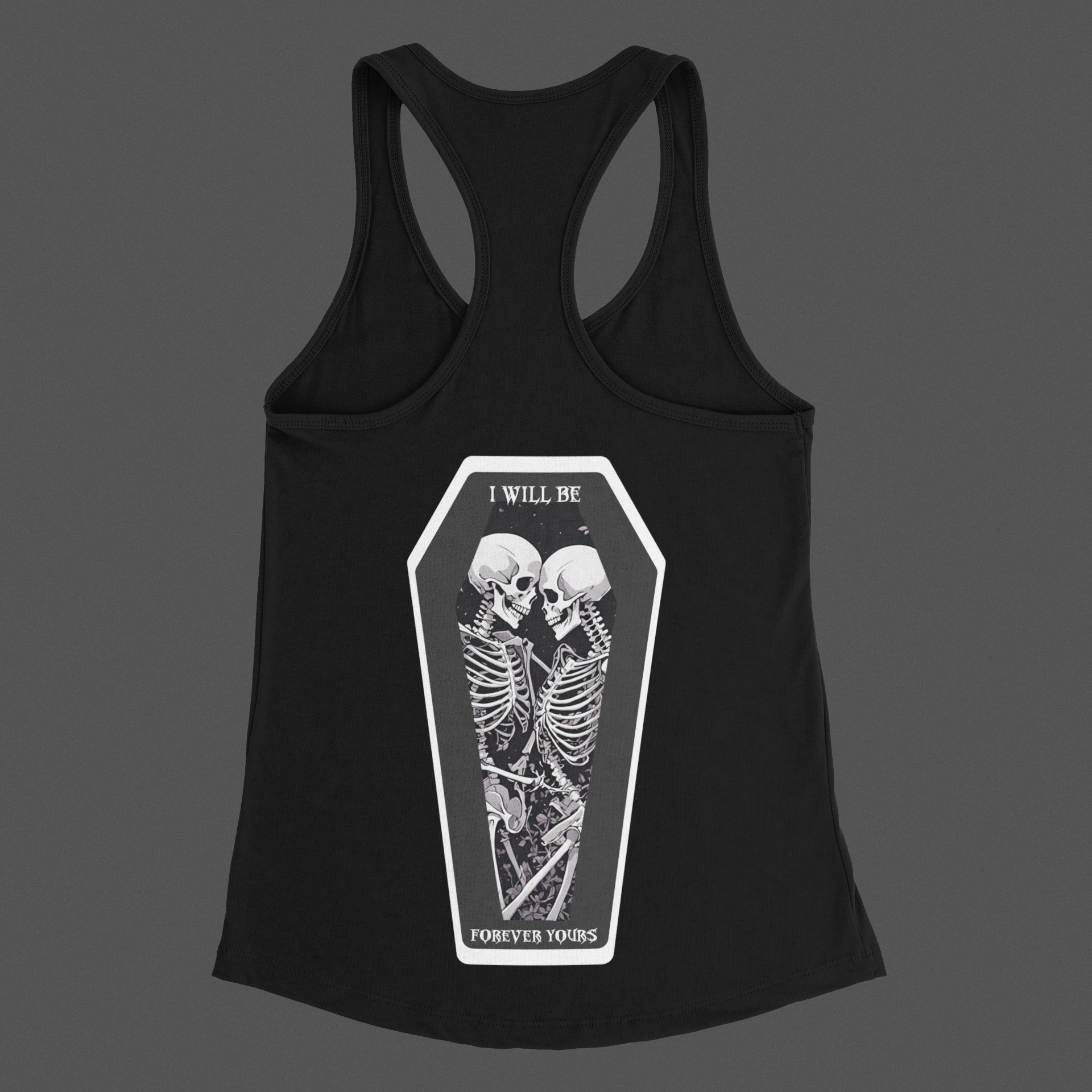Gothic Skeleton Heart "Forever Yours" Racerback Tank Top — Dark Romance Front & Back