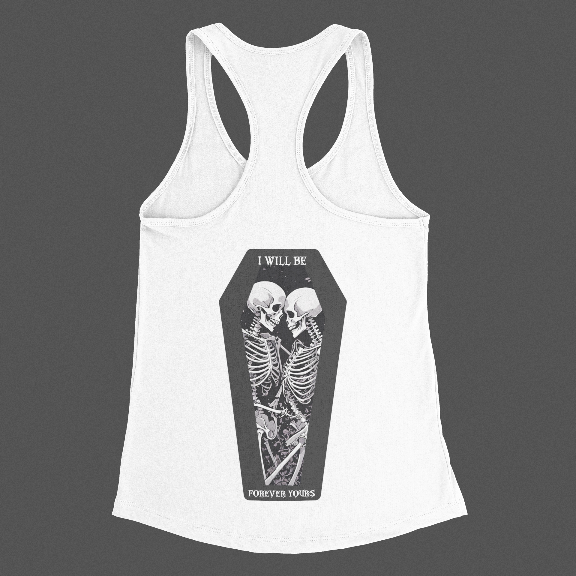 Gothic Skeleton Heart "Forever Yours" Racerback Tank Top — Dark Romance Front & Back