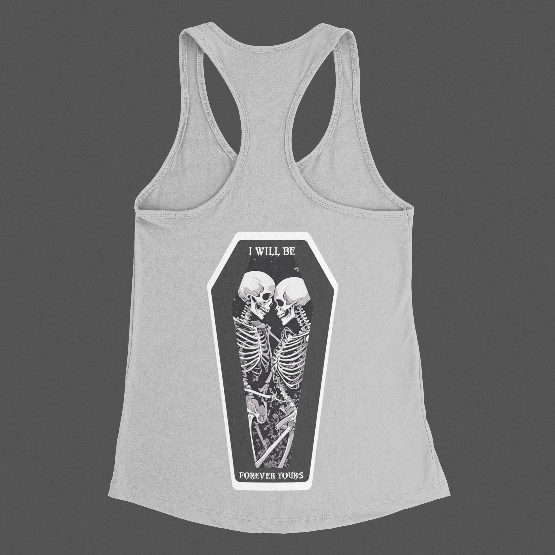 Gothic Skeleton Heart "Forever Yours" Racerback Tank Top — Dark Romance Front & Back
