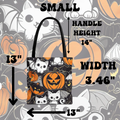 Kawaii Bat Cat Halloween Tote Bag — Dark Pumpkin Pattern
