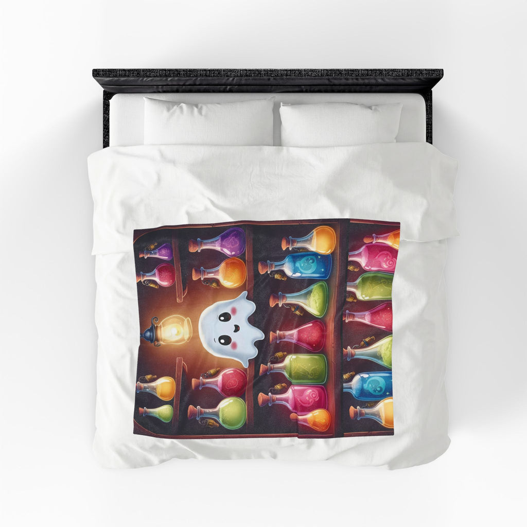 Apothecary Ghost Potion Shelf Throw Blanket — Whimsigoth Home Decor