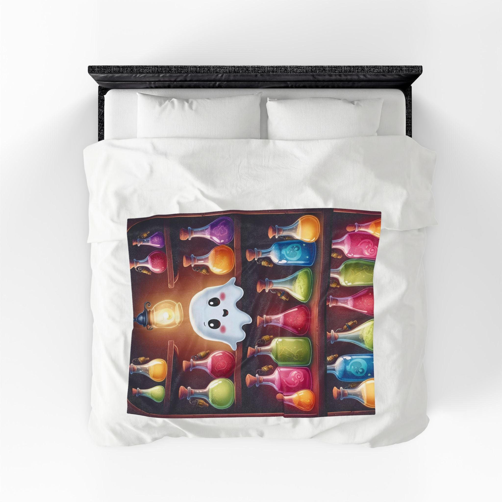 Apothecary Ghost Potion Shelf Throw Blanket — Whimsigoth Home Decor