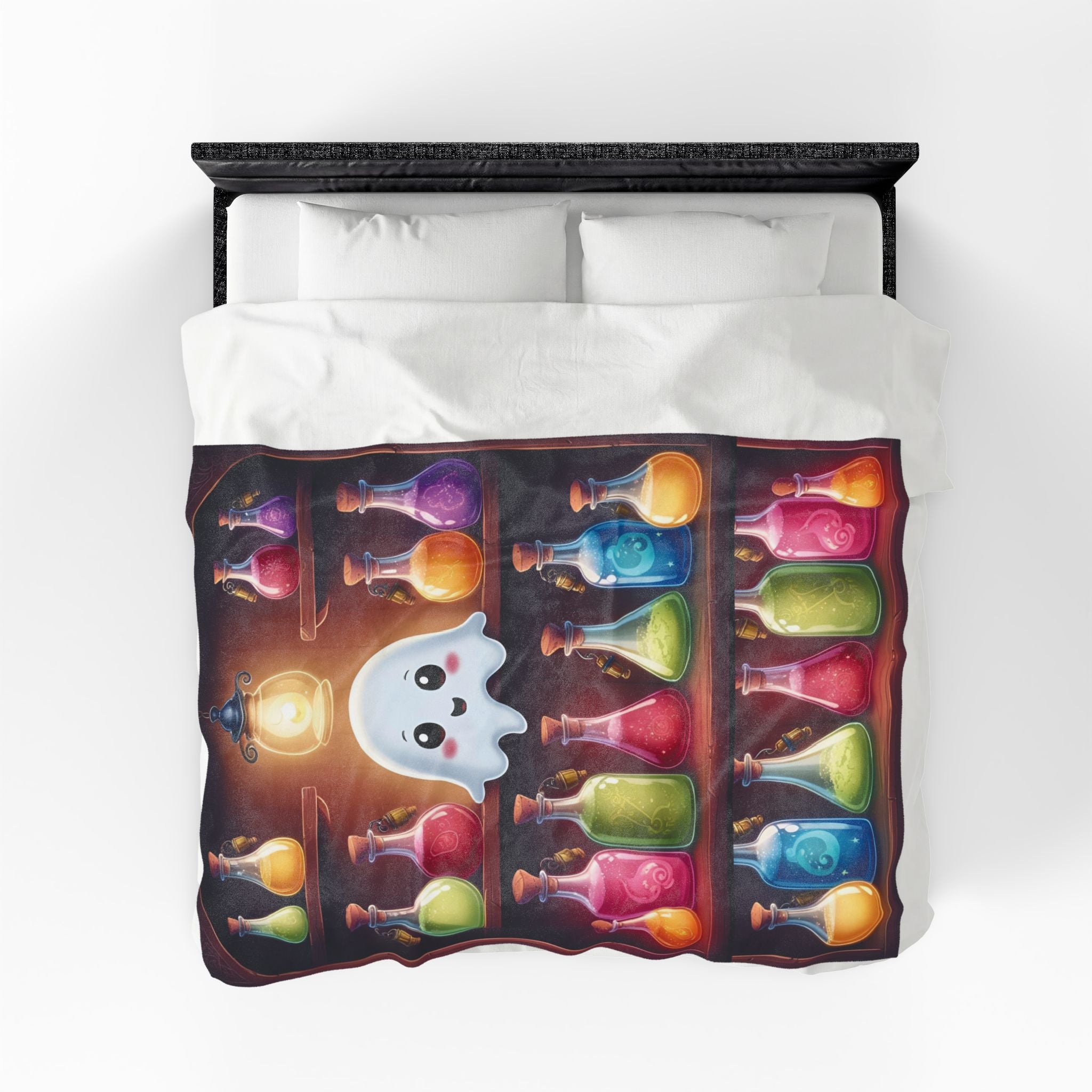 Apothecary Ghost Potion Shelf Throw Blanket — Whimsigoth Home Decor