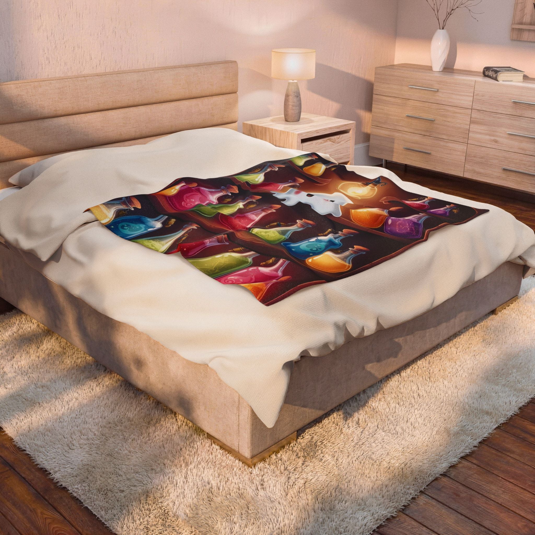 Apothecary Ghost Potion Shelf Throw Blanket — Whimsigoth Home Decor