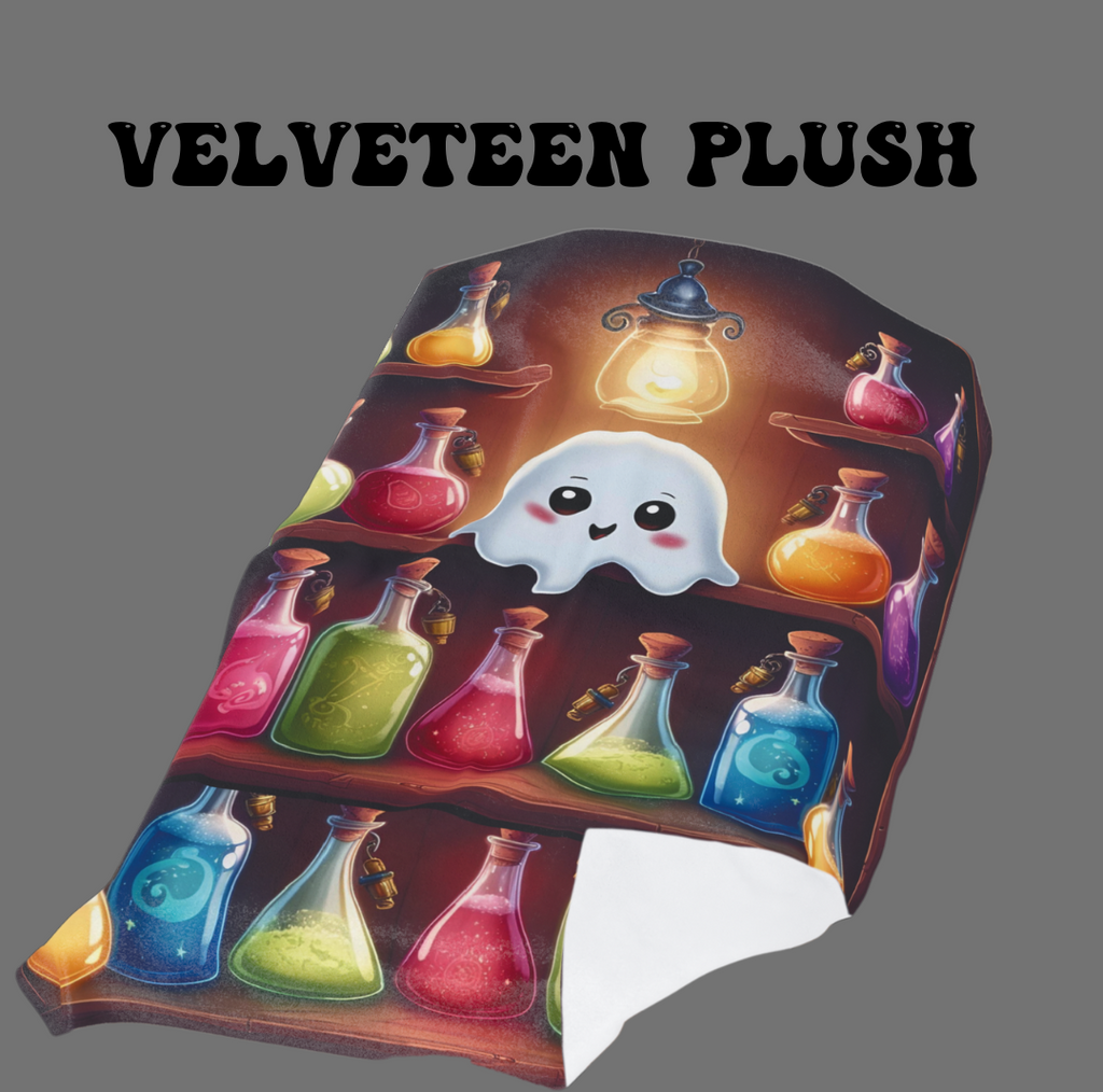 Apothecary Ghost Potion Shelf Throw Blanket — Whimsigoth Home Decor