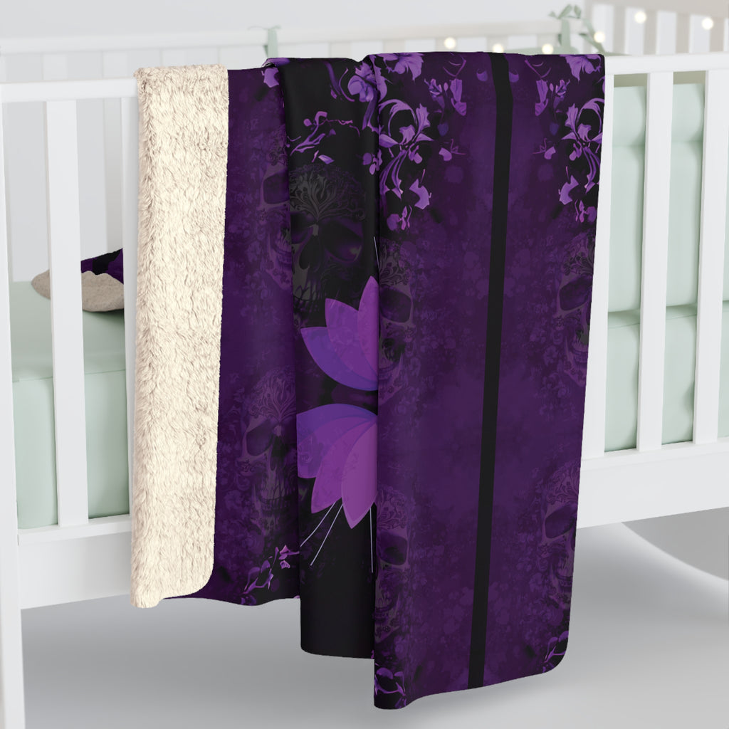 Gothic Purple Skull Throw Blanket — Dark Elegance Home Decor