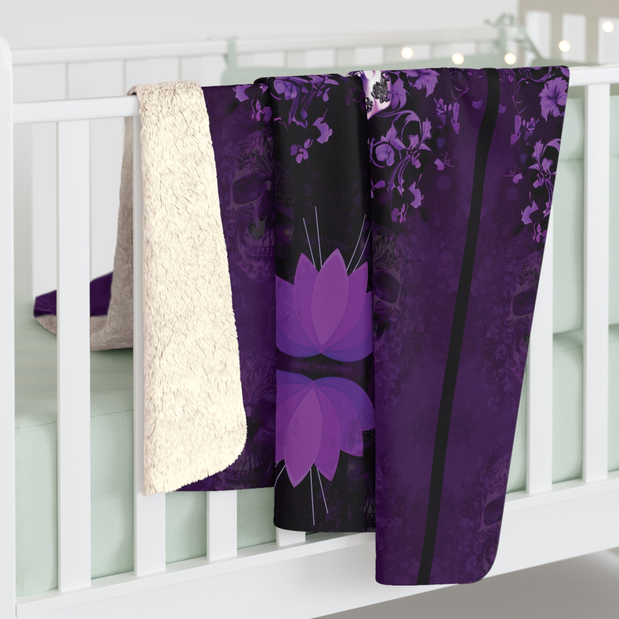 Gothic Purple Skull Throw Blanket — Dark Elegance Home Decor