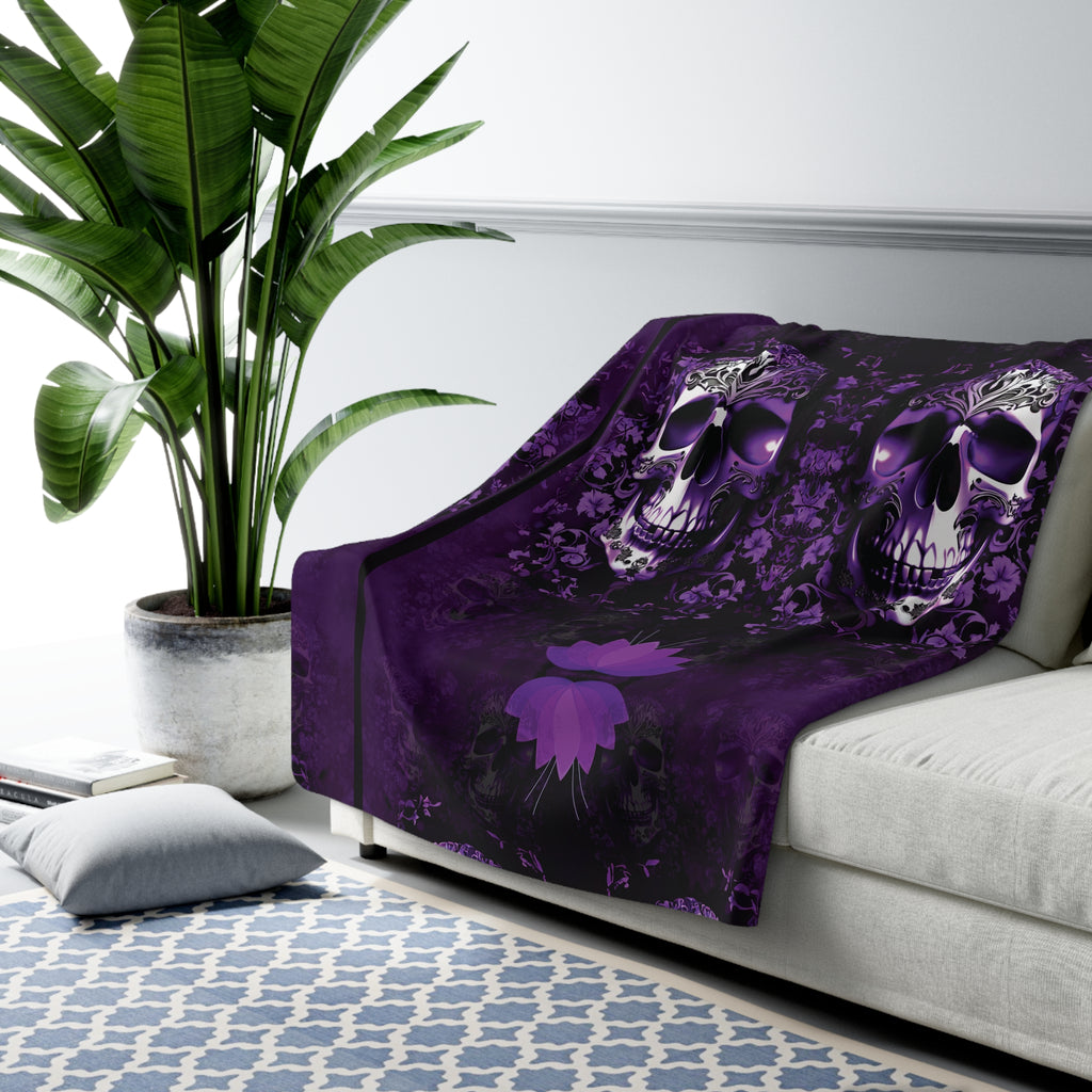 Gothic Purple Skull Throw Blanket — Dark Elegance Home Decor