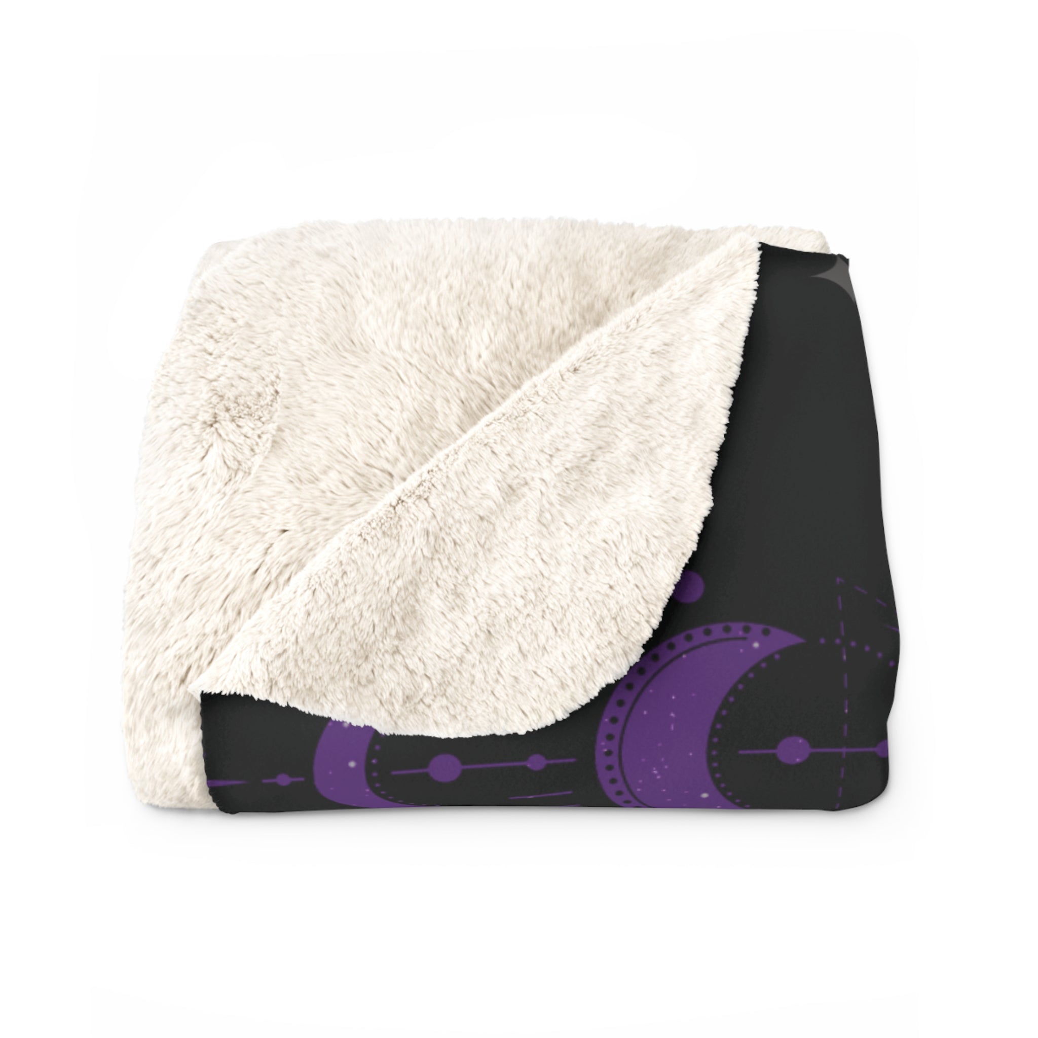 Gothic Celestial Snake Moon Phase Throw Blanket — Purple & Black Witchy Decor