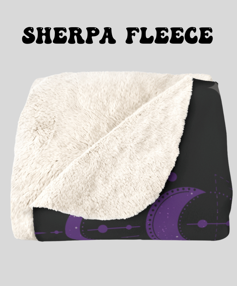 Gothic Celestial Snake Moon Phase Throw Blanket — Purple & Black Witchy Decor