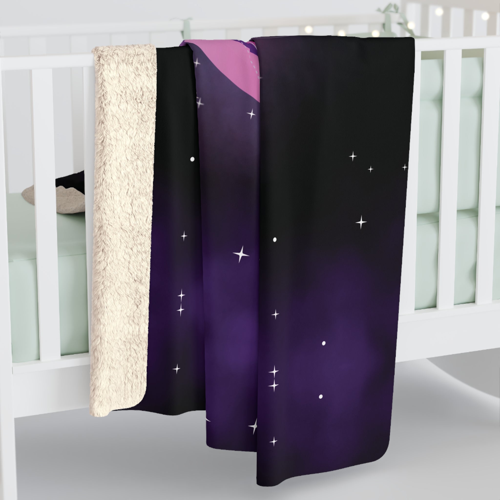 Pastel Goth Celestial Snake Moon Phase Throw Blanket — Pink & Purple Witchy Decor