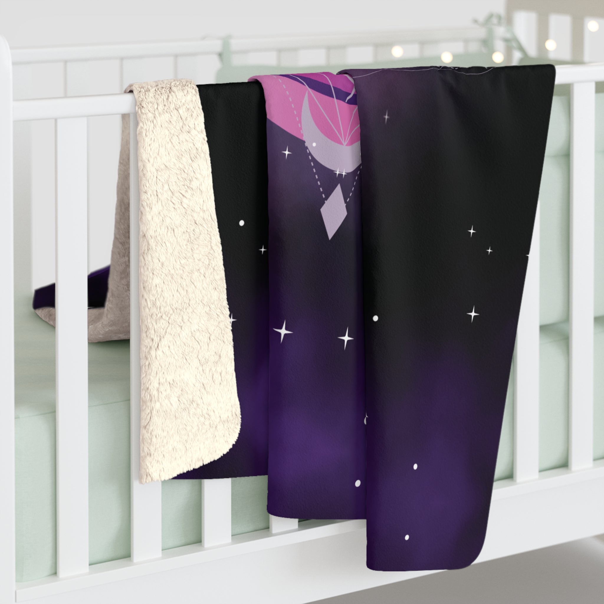 Pastel Goth Celestial Snake Moon Phase Throw Blanket — Pink & Purple Witchy Decor