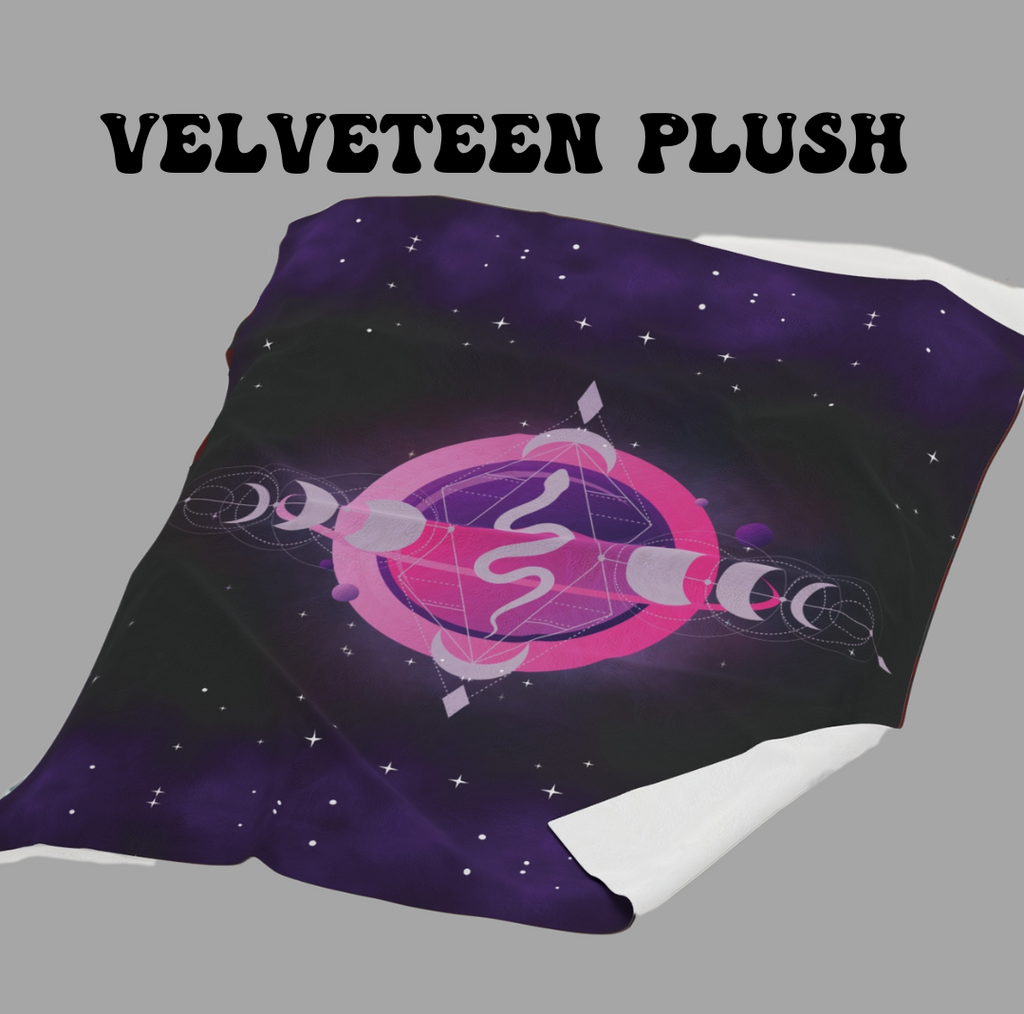Pastel Goth Celestial Snake Moon Phase Throw Blanket — Pink & Purple Witchy Decor