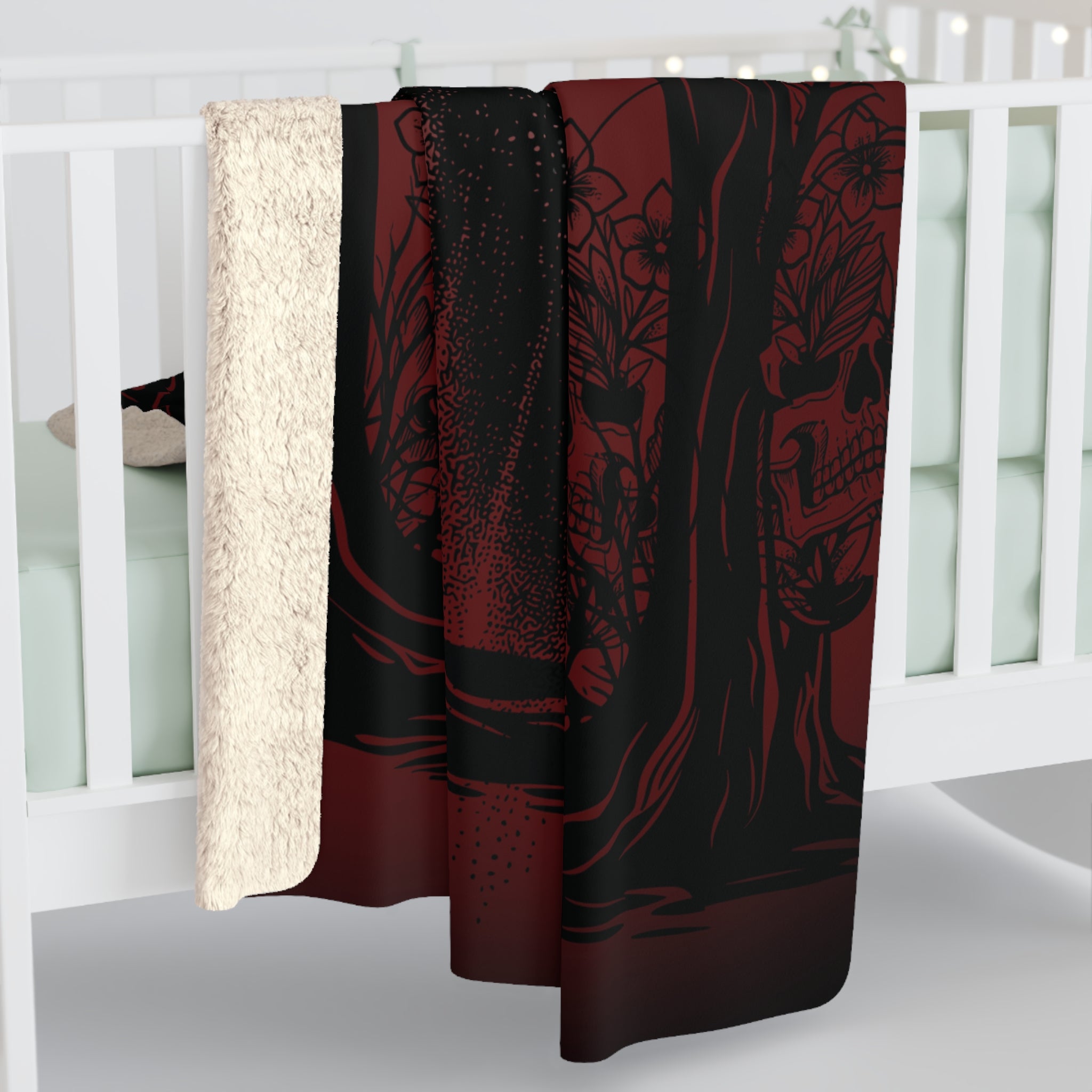 Gothic Ghost Spider Web Throw Blanket — Dark Halloween Home Decor