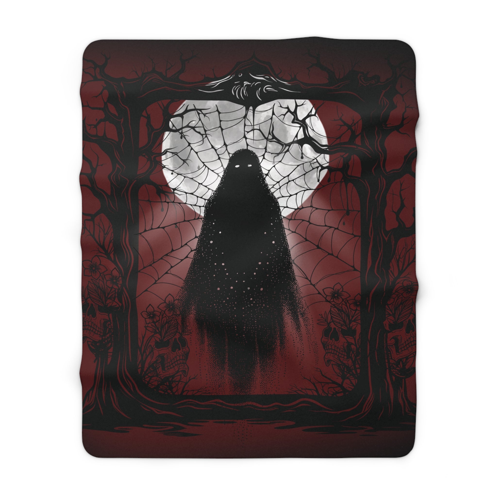 Gothic Ghost Spider Web Throw Blanket — Dark Halloween Home Decor