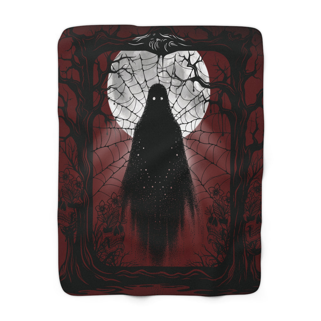Gothic Ghost Spider Web Throw Blanket — Dark Halloween Home Decor