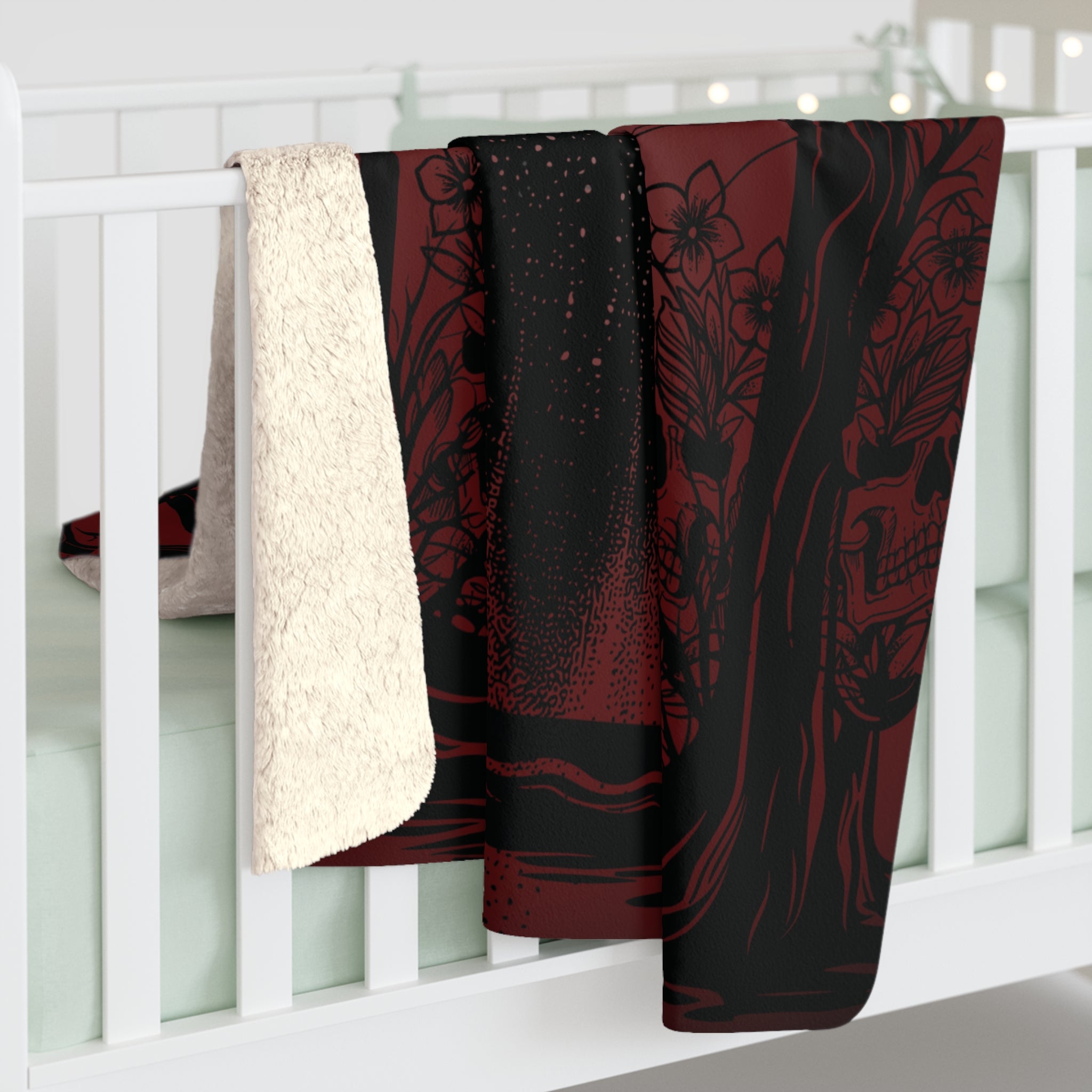 Gothic Ghost Spider Web Throw Blanket — Dark Halloween Home Decor