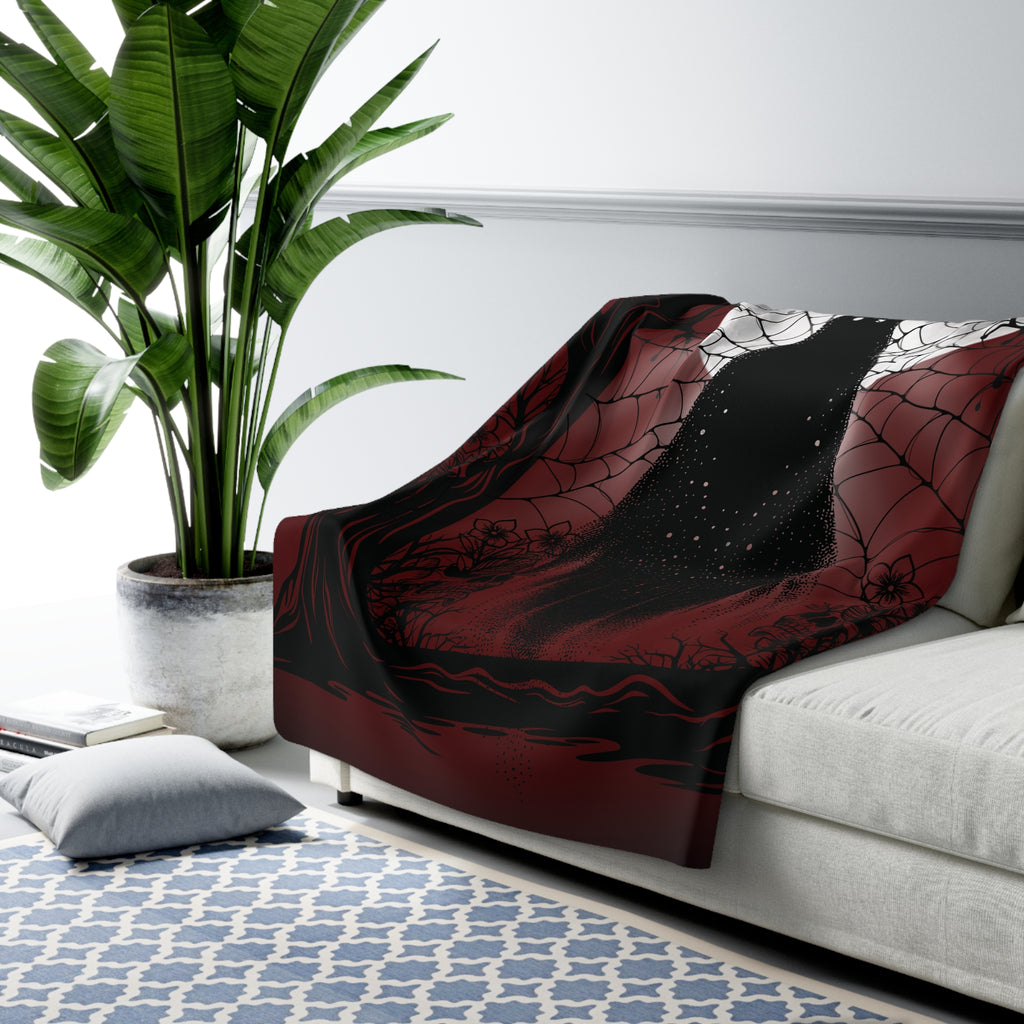 Gothic Ghost Spider Web Throw Blanket — Dark Halloween Home Decor