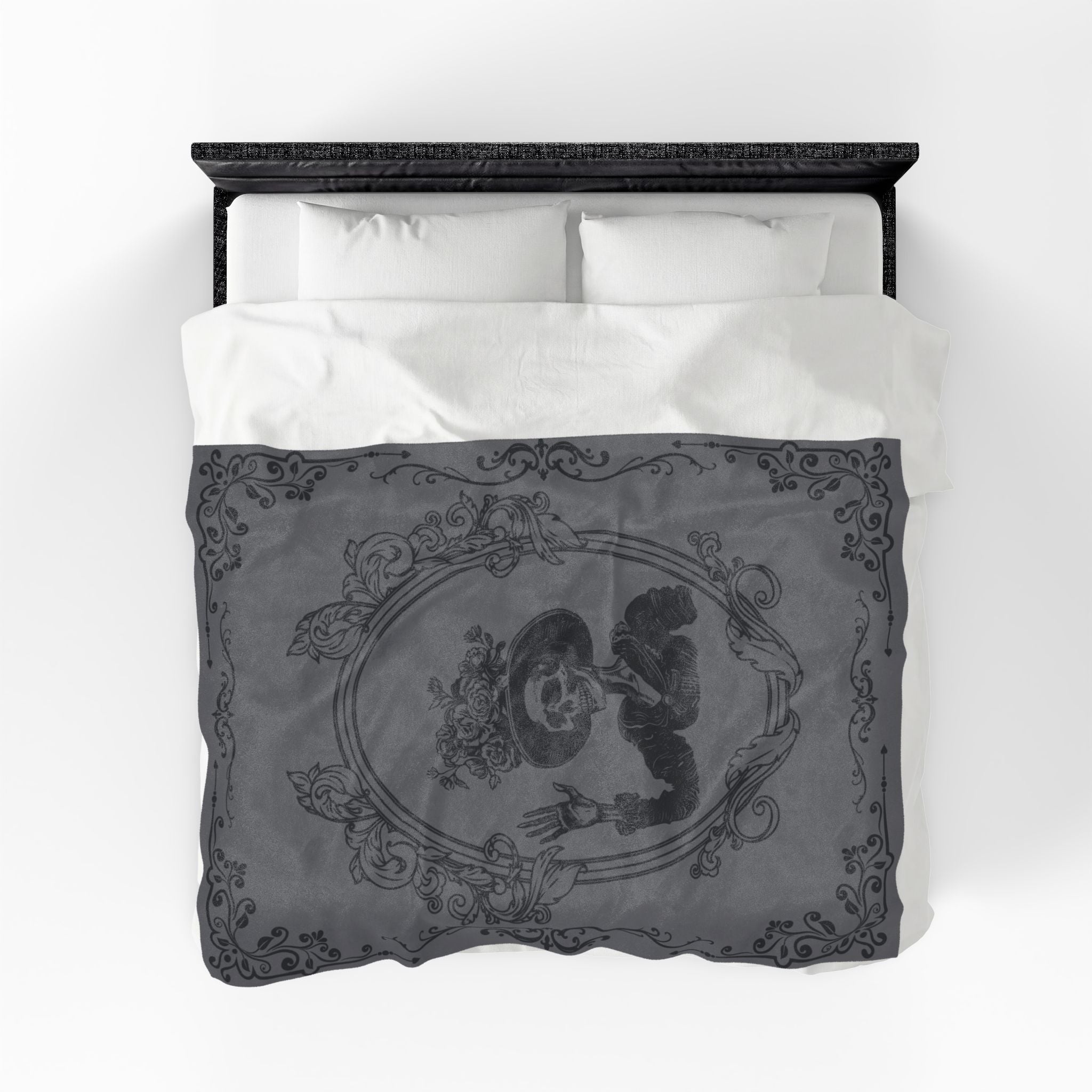 Victorian Skeleton Throw Blanket — Gothic Dark Academia Home Decor